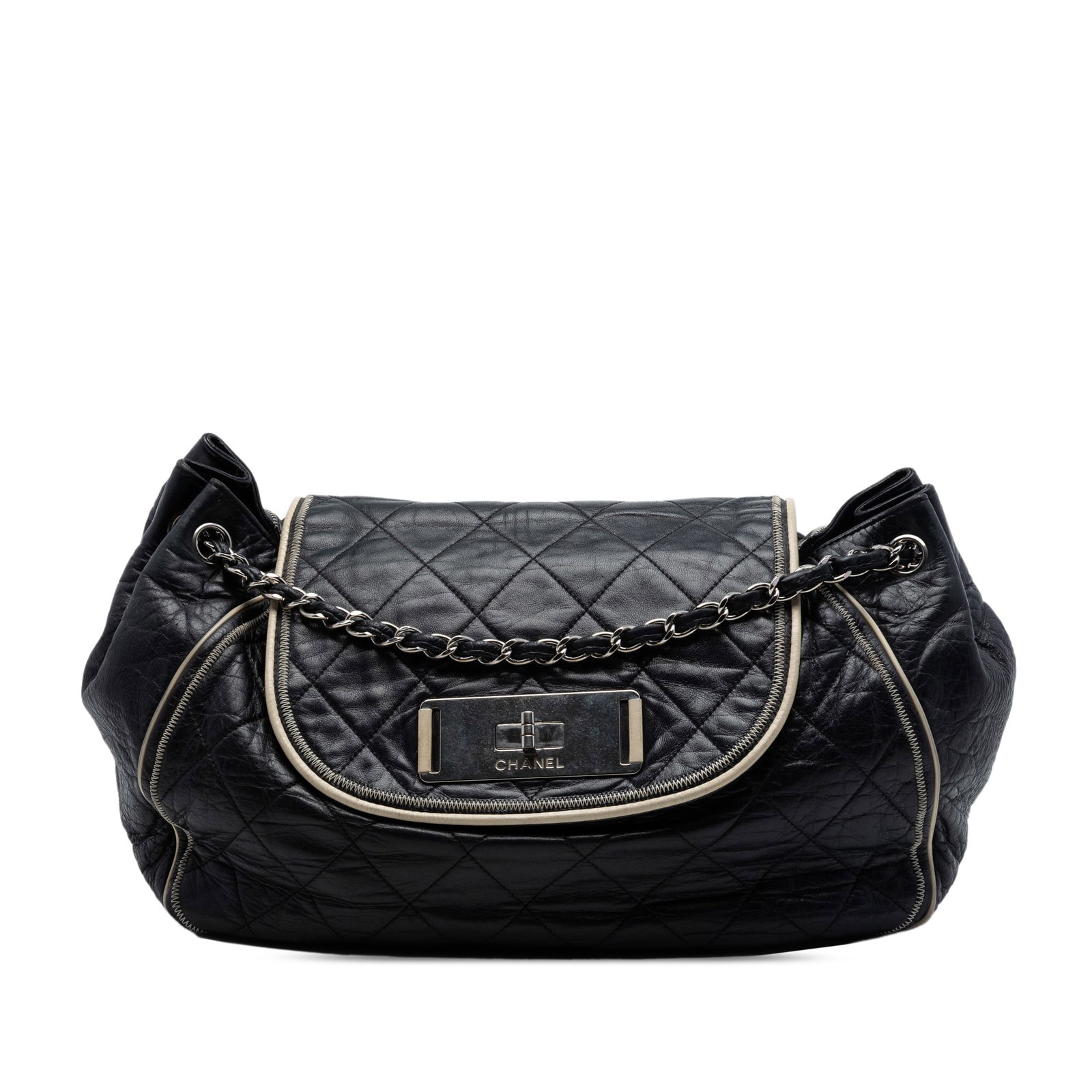 Chanel Mademoiselle Accordion Flap Shoulder Bag Quilted Black Lambskin (1 of 6)
