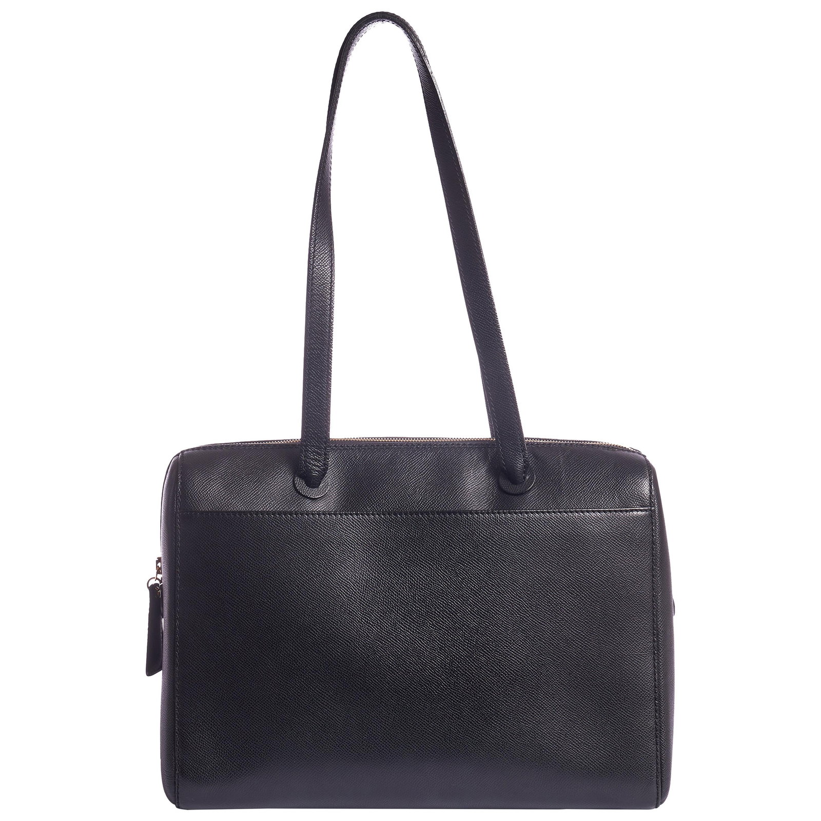 Chanel Epsom Leather Black Tote Bag with Zipper 1990s: Chanel Epsom Leather Black Tote Bag with Zipper 1990s This vintage Chanel tote from the 1990s is crafted in durable Epsom black leather and features gold tone hardware. The bag includes a top zipper c
