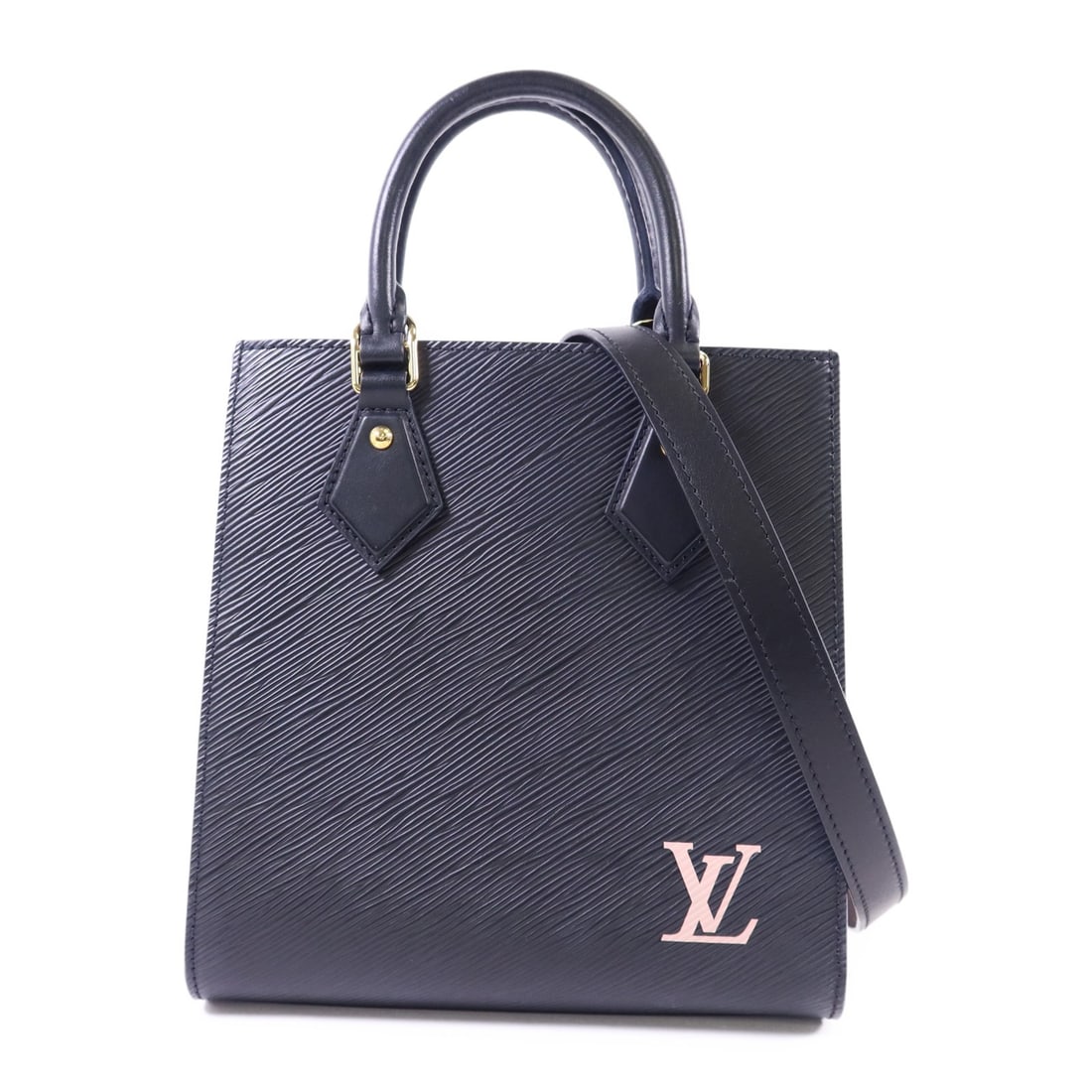 Louis Vuitton Sac Plat BB Epi Calfskin 2 Way Bag M20958 Black: Louis Vuitton Sac Plat BB Epi Calfskin 2 Way Bag M20958 Black Louis Vuitton Sac Plat BB 2 Way Shoulder Bag in black Epi and calfskin (cowhide). This women's regular-size bag features a black frame col
