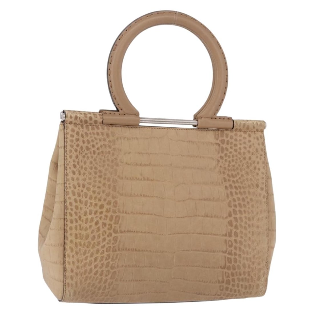 Salvatore Ferragamo Brown Leather Handbag Silver Tone Italy (1 of 18)