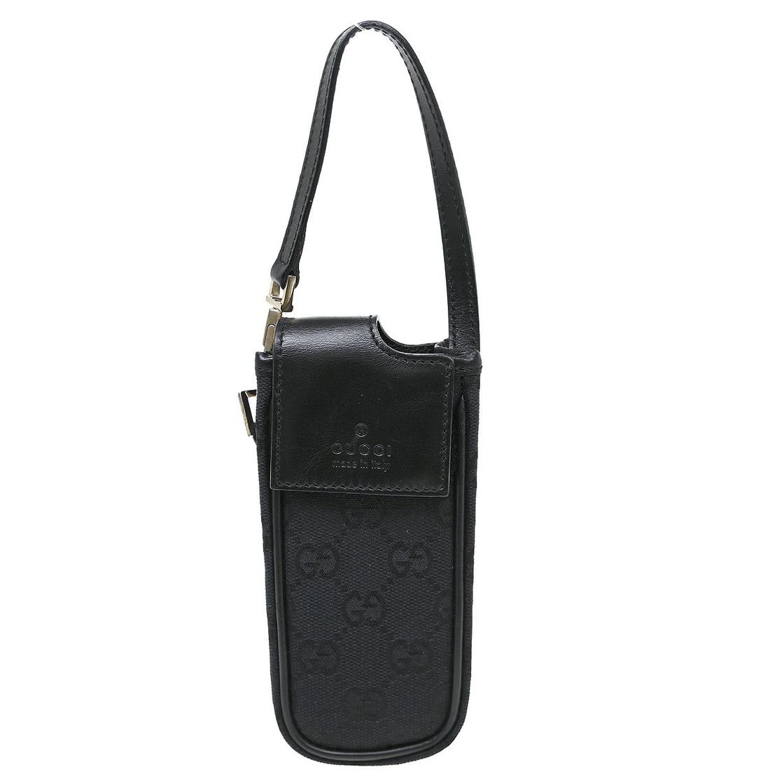 Gucci GG Mini Canvas Pouch Black iPod Case Italy: Gucci GG Mini Canvas Pouch Black iPod Case Italy Gucci GG pattern mini pouch case in black canvas with leather trim. Made in Italy, this compact pouch features a slim profile and shows reasonable wear