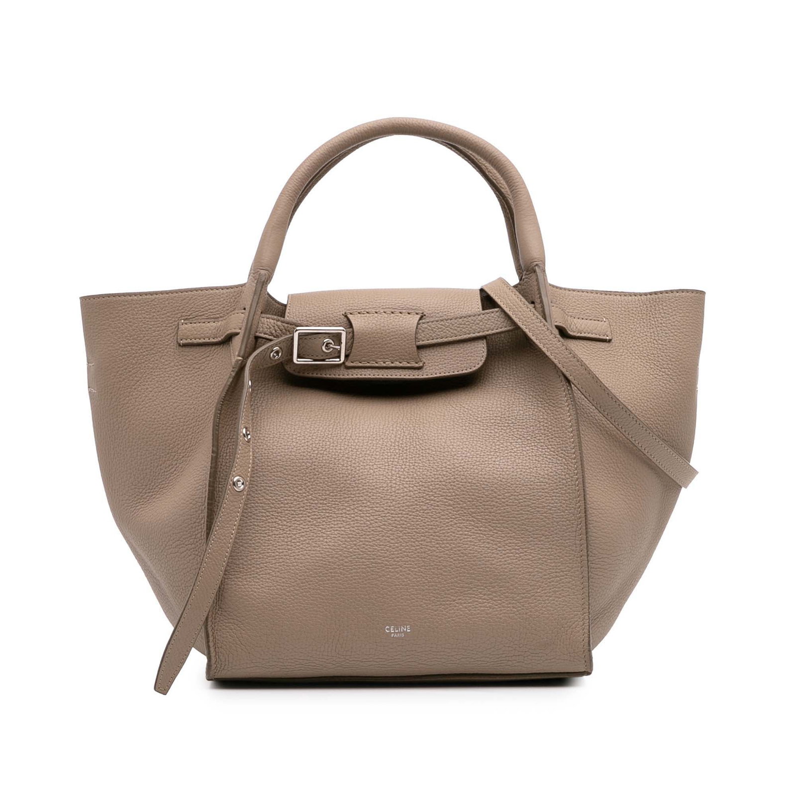 Celine Small Grained Calfskin Big Bag Brown Leather: Celine Small Grained Calfskin Big Bag Brown Leather Introducing the Celine Small Grained Calfskin Big Bag, a stylish and functional accessory crafted from high-quality leather. This exquisite bag feat