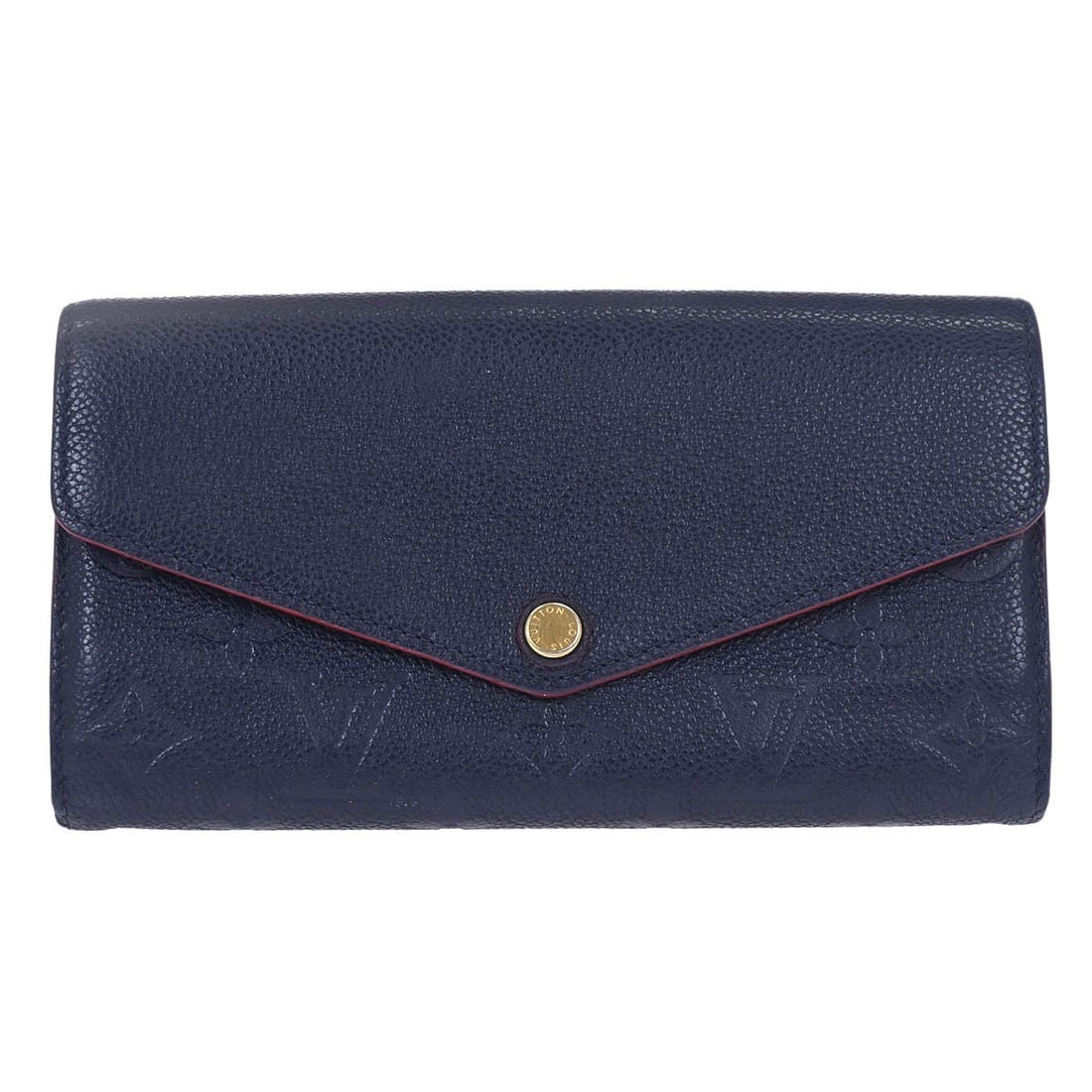 Louis Vuitton Portefeuille Sarah Wallet Navy Empreinte Leather M62125: Louis Vuitton Portefeuille Sarah Wallet Navy Empreinte Leather M62125 Vintage Louis Vuitton Portefeuille Sarah wallet in navy Monogram Empreinte leather with a folding design and logo accent. The inte