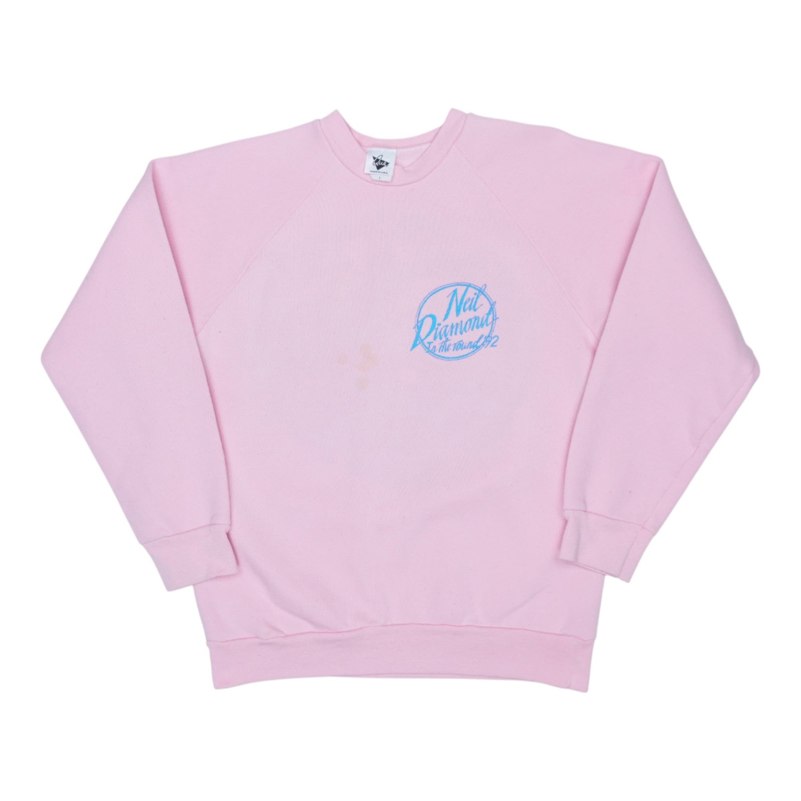 Vintage 1992 Neil Diamond Tour Pink Poly Cotton Sweatshirt with Graphics (1 of 7)
