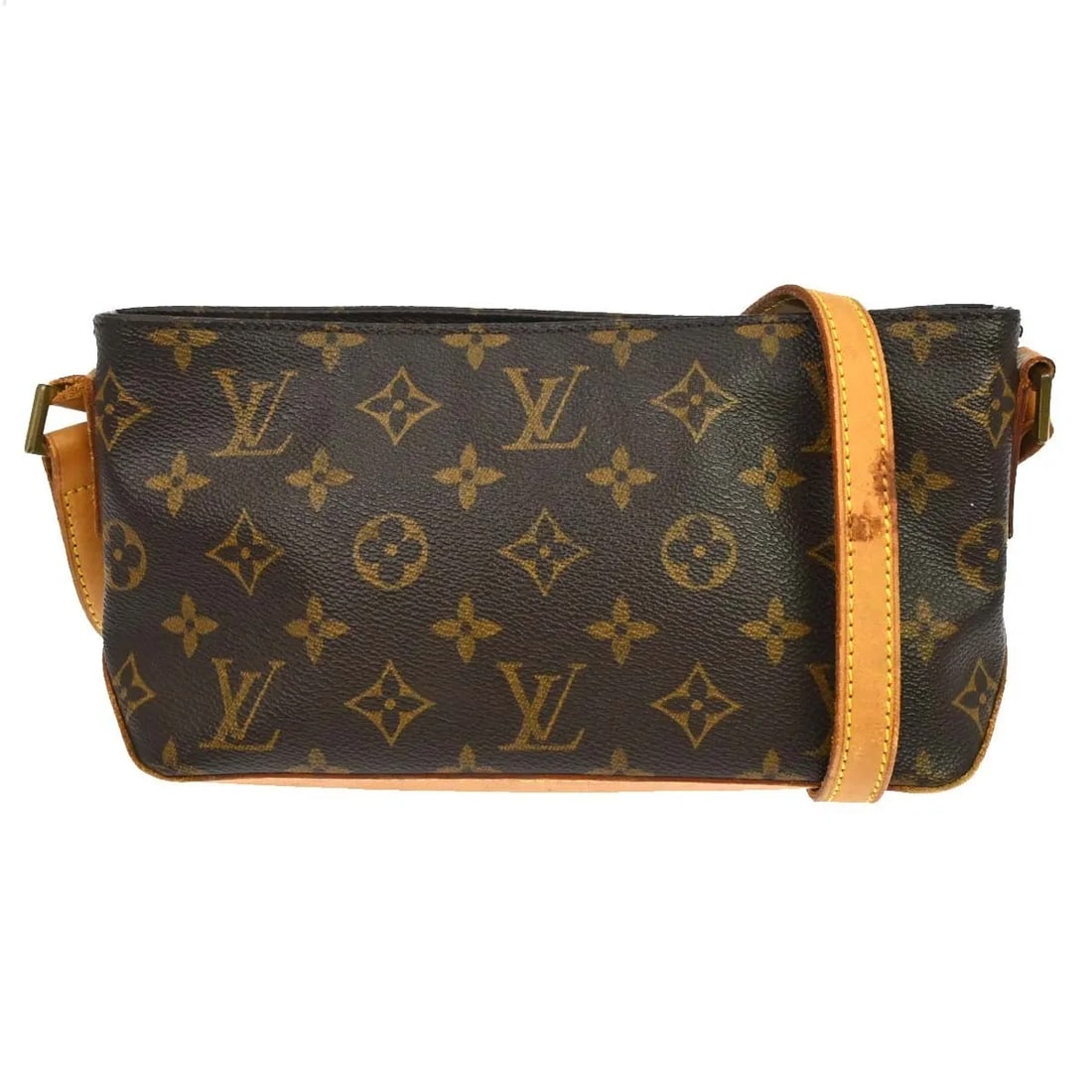 Louis Vuitton Trotteur Brown Canvas Shoulder Bag: Louis Vuitton Trotteur Brown Canvas Shoulder Bag This Louis Vuitton Trotteur Handbag features the iconic monogram canvas in brown, complemented by leather accents. Designed for women, the bag is craft