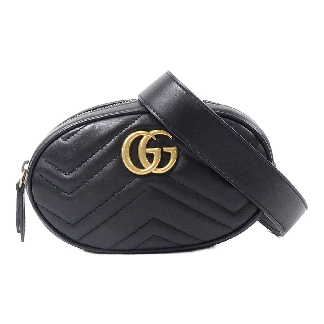 Gucci GG Marmont 476434 black calfskin waist bag with strap (1 of 18)