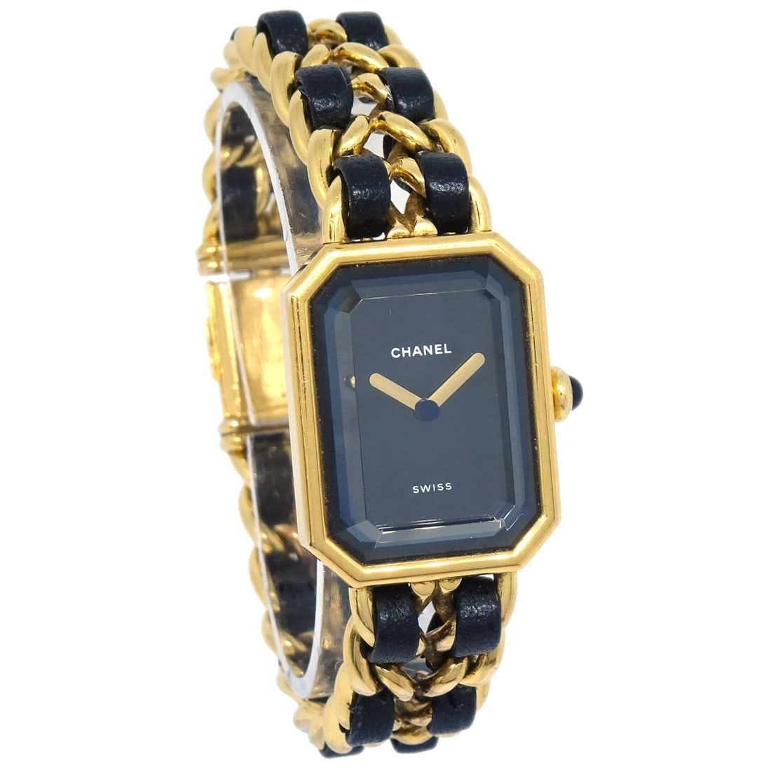 CHANEL Premiere Women's Quartz Wristwatch Gold Plated Black Dial Swiss Made: CHANEL Premiere Women's Quartz Wristwatch Gold Plated Black Dial Swiss Made Chanel Premiere women's wristwatch with a classic dress/formal luxury style. It features a quartz movement, analog display, 