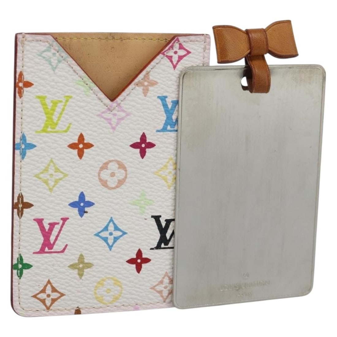 Louis Vuitton M92651 Monogram Multicolor Hand Mirror White: Louis Vuitton M92651 Monogram Multicolor Hand Mirror White This Louis Vuitton hand mirror features Monogram Multicolor canvas in white and comes with a dust bag and item box. It measures approximately