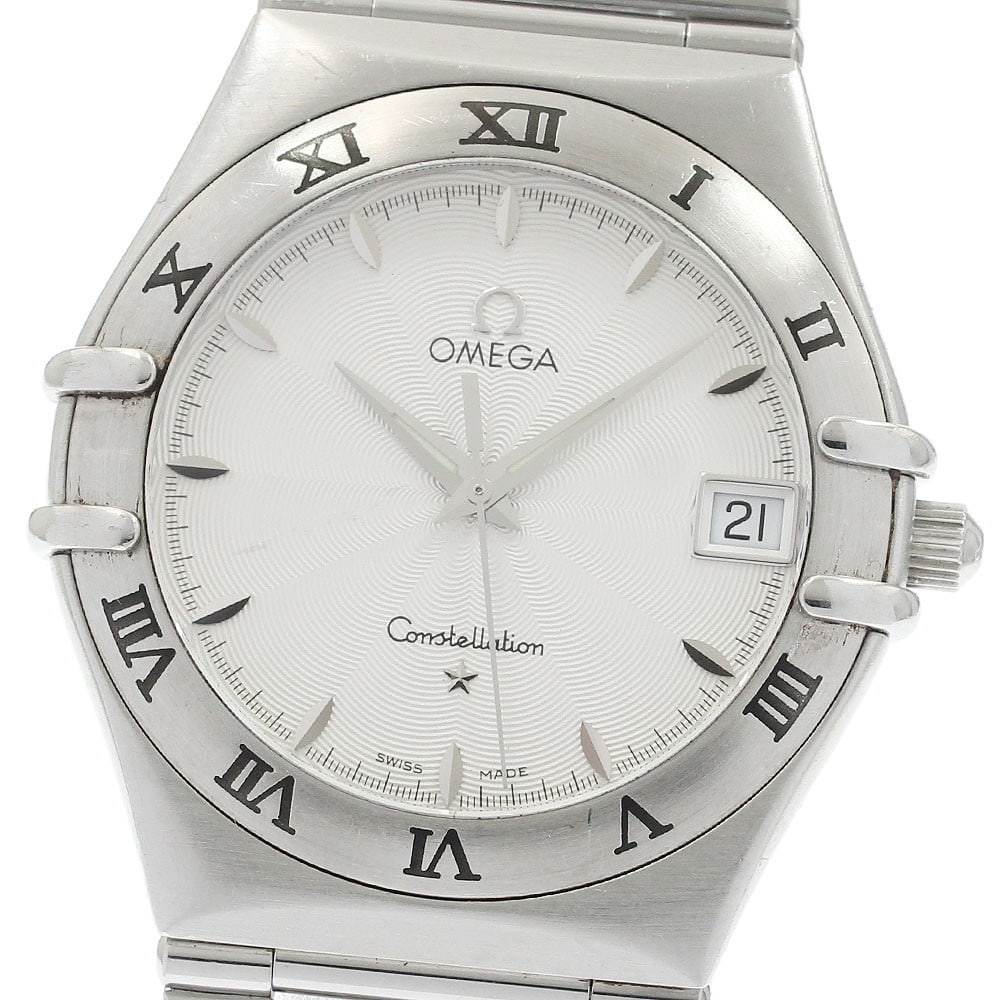 Omega Constellation Date Quartz Steel Mens Wristwatch 1512.31: Omega Constellation Date Quartz Steel Mens Wristwatch 1512.31 This OMEGA Constellation Date Quartz men's wristwatch features a stainless steel case and bracelet with a silver dial. The watch is powere