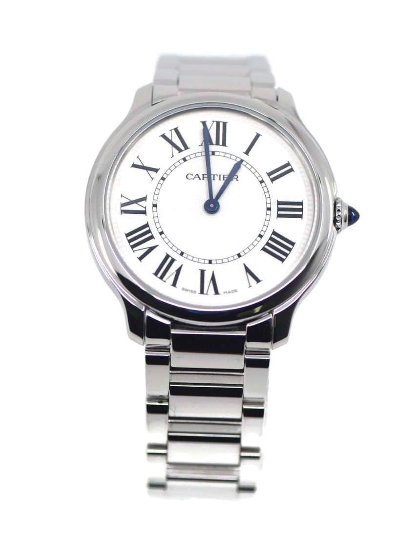 Cartier Ronde 36mm Quartz Stainless Steel Wristwatch WSRN0034 Box Papers: Cartier Ronde 36mm Quartz Stainless Steel Wristwatch WSRN0034 Box Papers The Cartier Ronde Stainless Steel Watch WSRN0034 features a 36mm stainless steel case with a silver dial and an analog quartz m