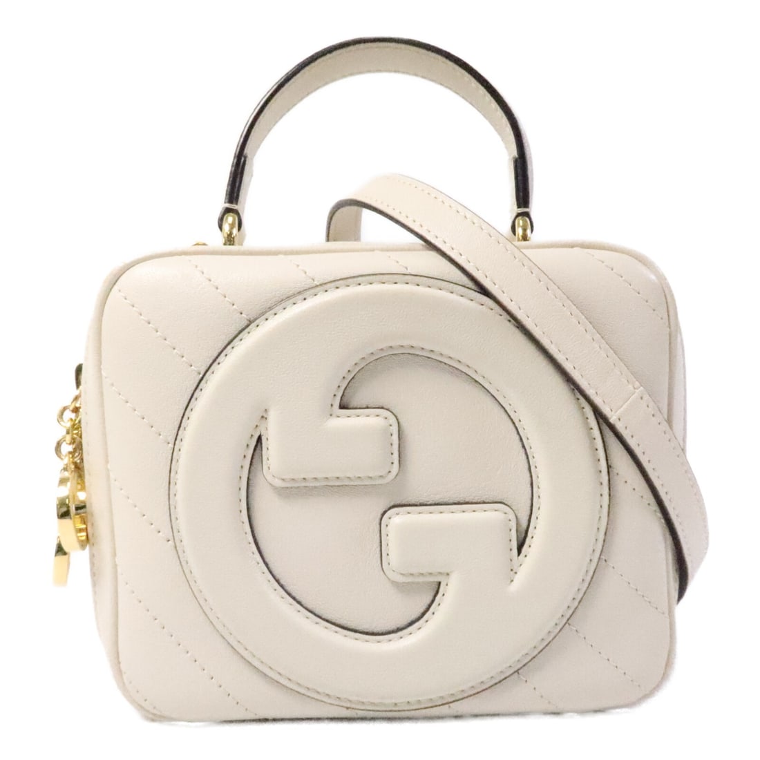 GUCCI Blondie 744434 white calfskin shoulder bag with strap: GUCCI Blondie 744434 white calfskin shoulder bag with strap A GUCCI Blondie shoulder bag in white calfskin leather, identified by model number 744434. It features a shoulder strap and an interior open