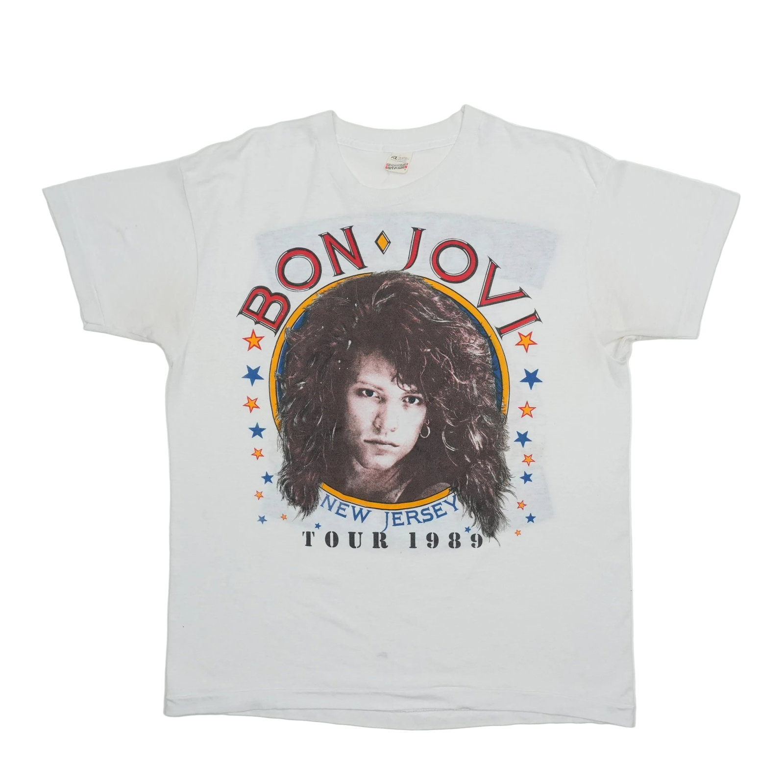 Vintage 1989 Bon Jovi New Jersey Tour T Shirt XL White: Vintage 1989 Bon Jovi New Jersey Tour T Shirt XL White Original vintage 1989 Bon Jovi New Jersey Tour shirt in good condition. It is a true vintage shirt, not a modern reproduction, and arrives washed