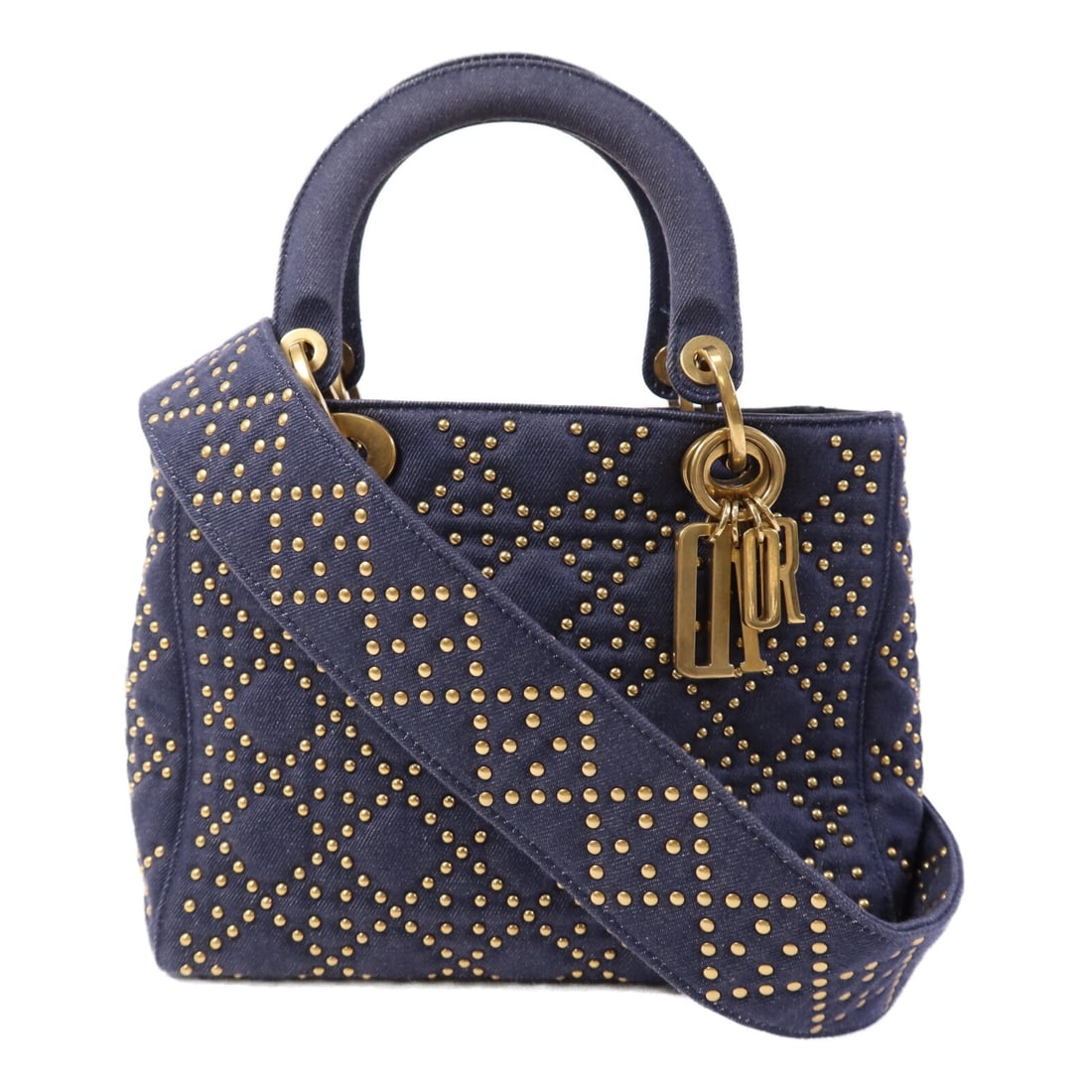 Dior Lady Dior Denim 2 Way Tote Shoulder Bag Blue: Dior Lady Dior Denim 2 Way Tote Shoulder Bag Blue A Christian Dior Lady Dior tote in denim blue, designed as a 2-way shoulder bag with a shoulder strap. It features a flap closure, an open interior po