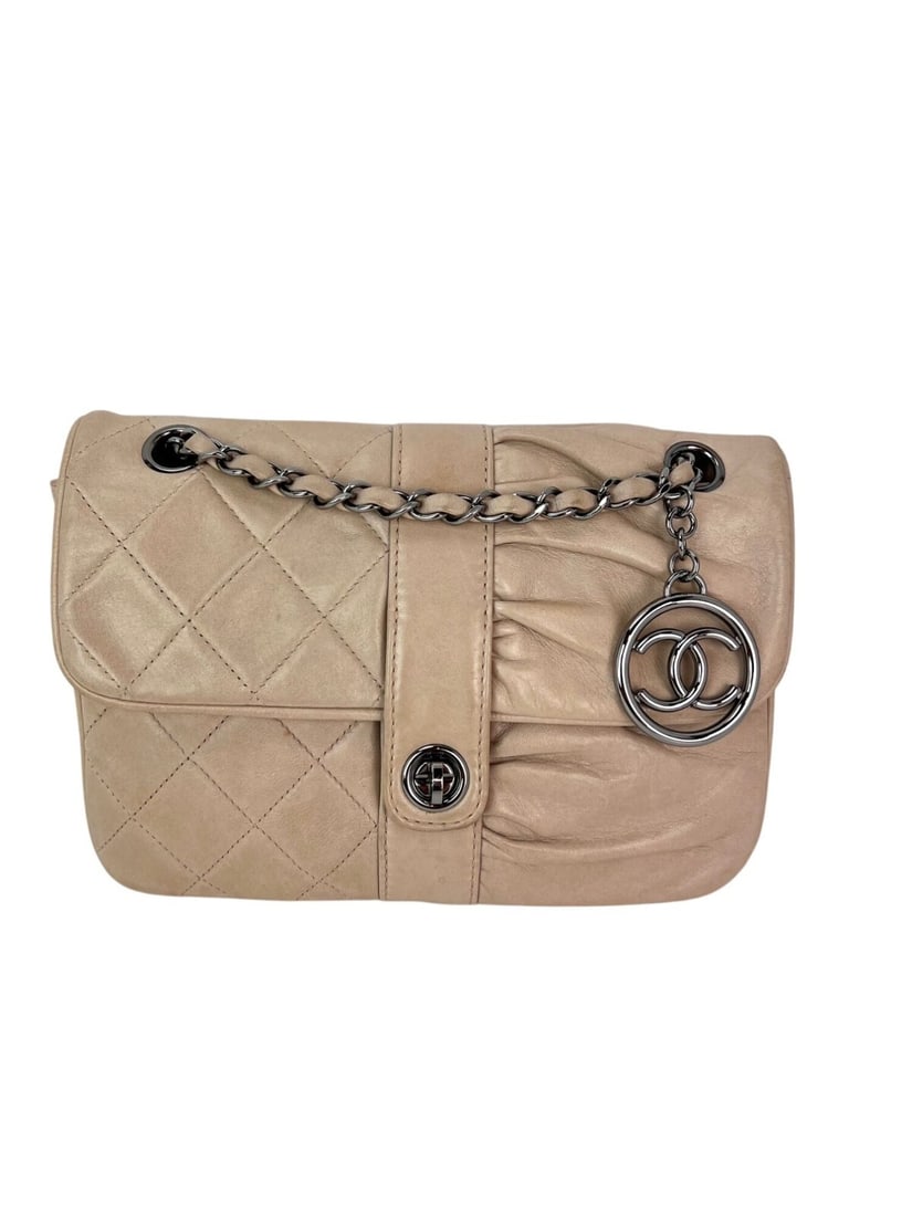 Chanel Classic Lambskin Quilted Beige Clair Flap Shoulder Bag (1 of 14)