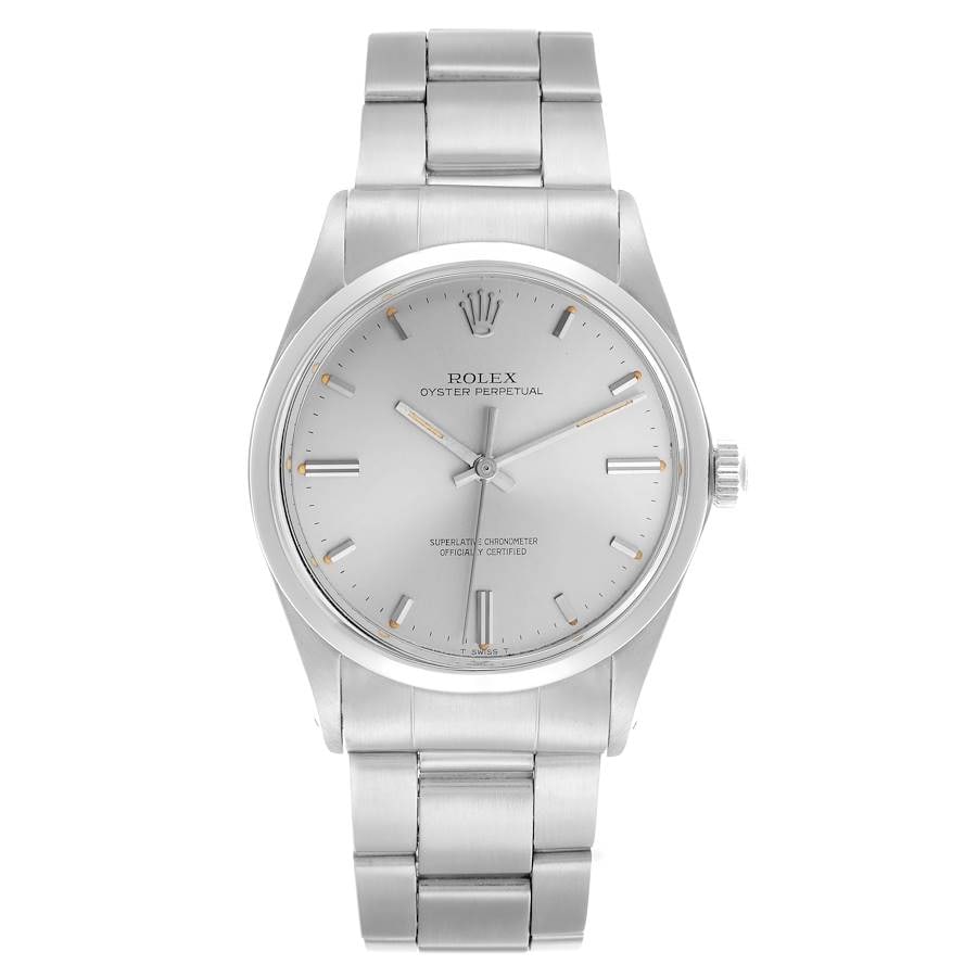 Ladies Rolex Oyster Perpetual Ref 1018 Grey Stick Dial Oyster Bracelet: Ladies Rolex Oyster Perpetual Ref 1018 Grey Stick Dial Oyster Bracelet This ladies' Rolex Oyster Perpetual features a distinctive grey stick dial with a fading effect, complemented by a smooth bezel. 