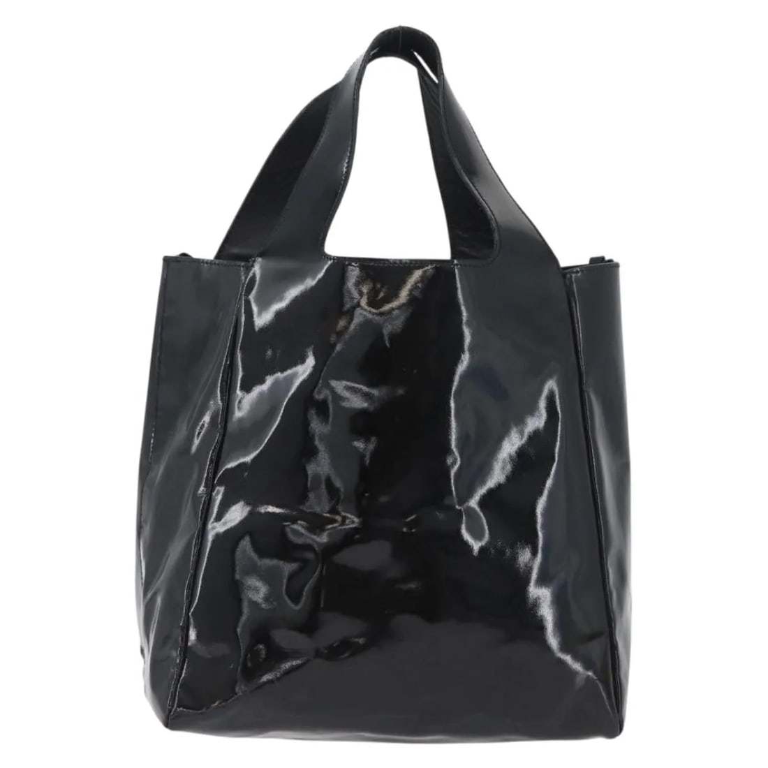 Prada Vintage Handbag Black Patent Leather 24cm x 24cm x 14cm: Prada Vintage Handbag Black Patent Leather 24cm x 24cm x 14cm This Prada vintage handbag is crafted from black patent leather and features a classic silhouette. Designed for women, it offers both styl