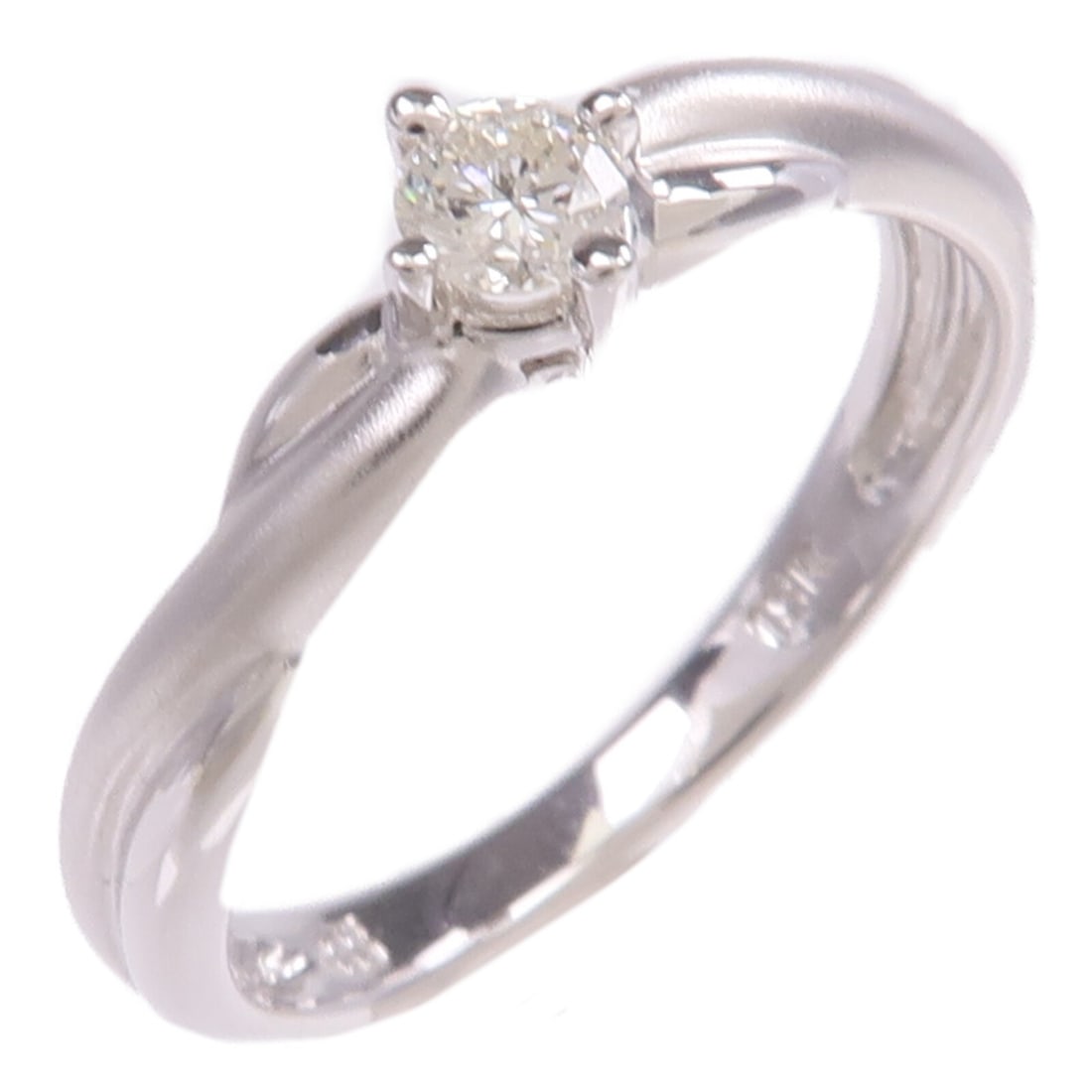 18K White Gold Diamond Ring Size 6.25 for Women: 18K White Gold Diamond Ring Size 6.25 for Women A women's diamond ring crafted in 18K white gold (K18WG) with a clear diamond. It is a regular-size ring in US size 6.25 and is described as being in ve