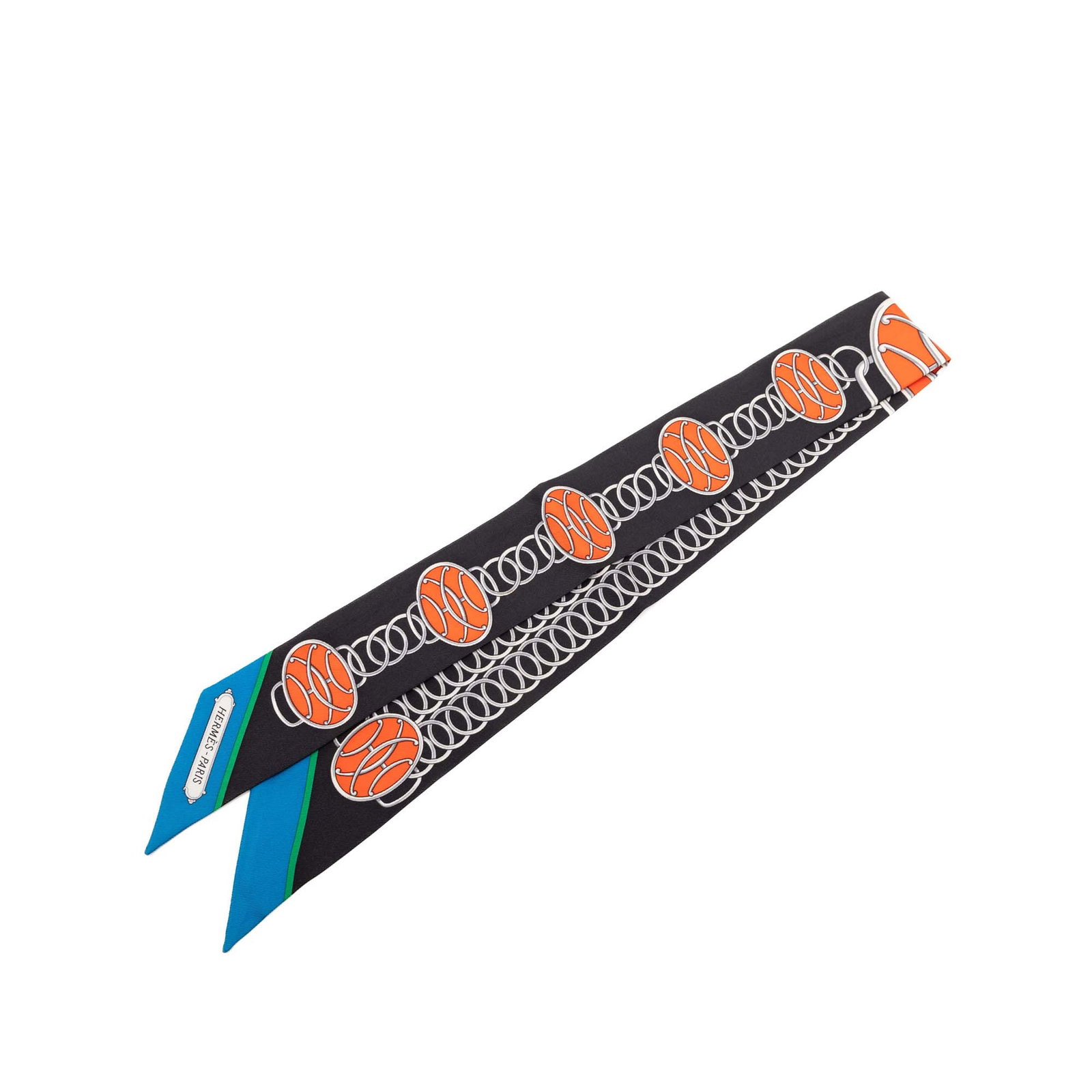 Hermes black silk Lift Profile twilly scarf (1 of 5)