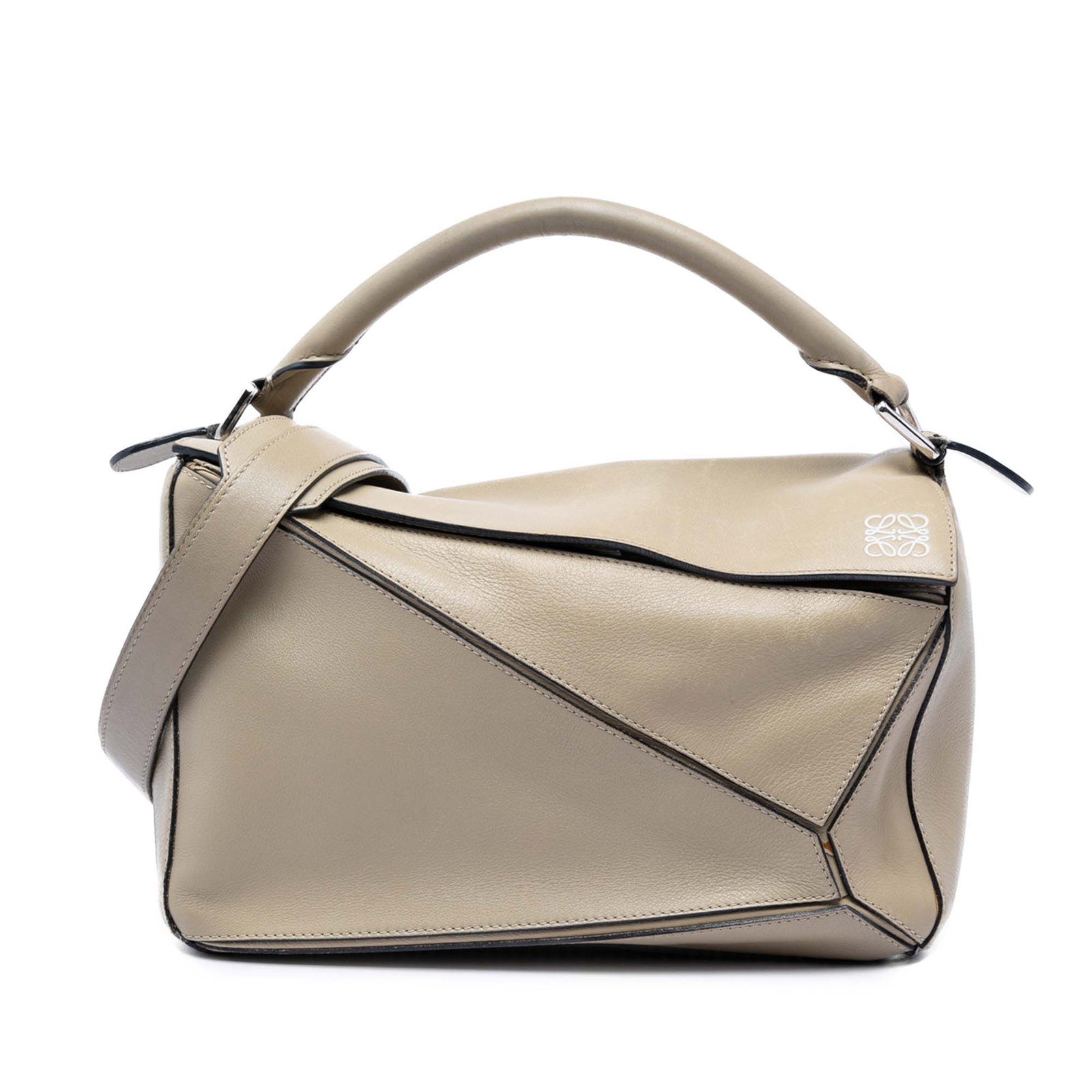LOEWE Puzzle Medium Leather Satchel Bag Brown (1 of 6)