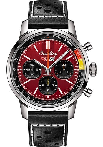 Breitling AB01761A1K1X1 Top Time mens watch red dial leather band: Breitling AB01761A1K1X1 Top Time mens watch red dial leather band Breitling Top Time men's watch with a red dial, smooth bezel, and leather band. The listing includes card 2026. Reference number AB017