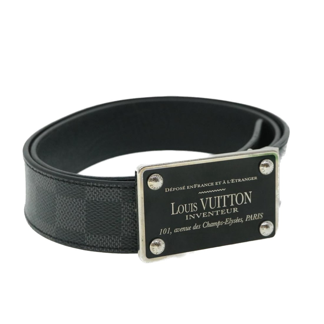 Louis Vuitton Ceinture Inventeur Belt Damier Graphite Canvas M9632V: Louis Vuitton Ceinture Inventeur Belt Damier Graphite Canvas M9632V Louis Vuitton Damier Graphite Ceinture Inventeur Tour Belt in Damier Graphite canvas. This belt is made in Spain and identified by p