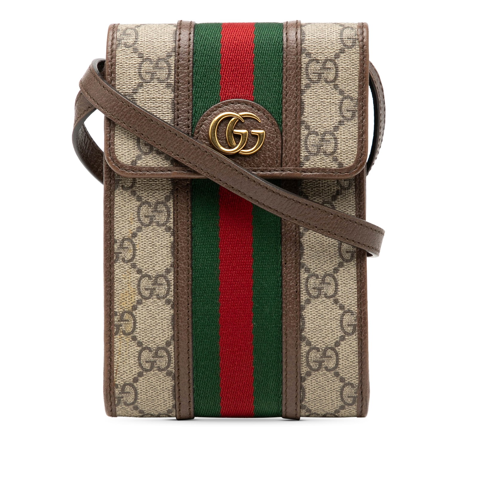 Gucci Ophidia Mini Crossbody Bag GG Supreme Web Beige: Gucci Ophidia Mini Crossbody Bag GG Supreme Web Beige This Gucci Mini GG Supreme Web Ophidia Crossbody bag is crafted with a coated canvas body and leather trim. It features a flat leather strap, a fr