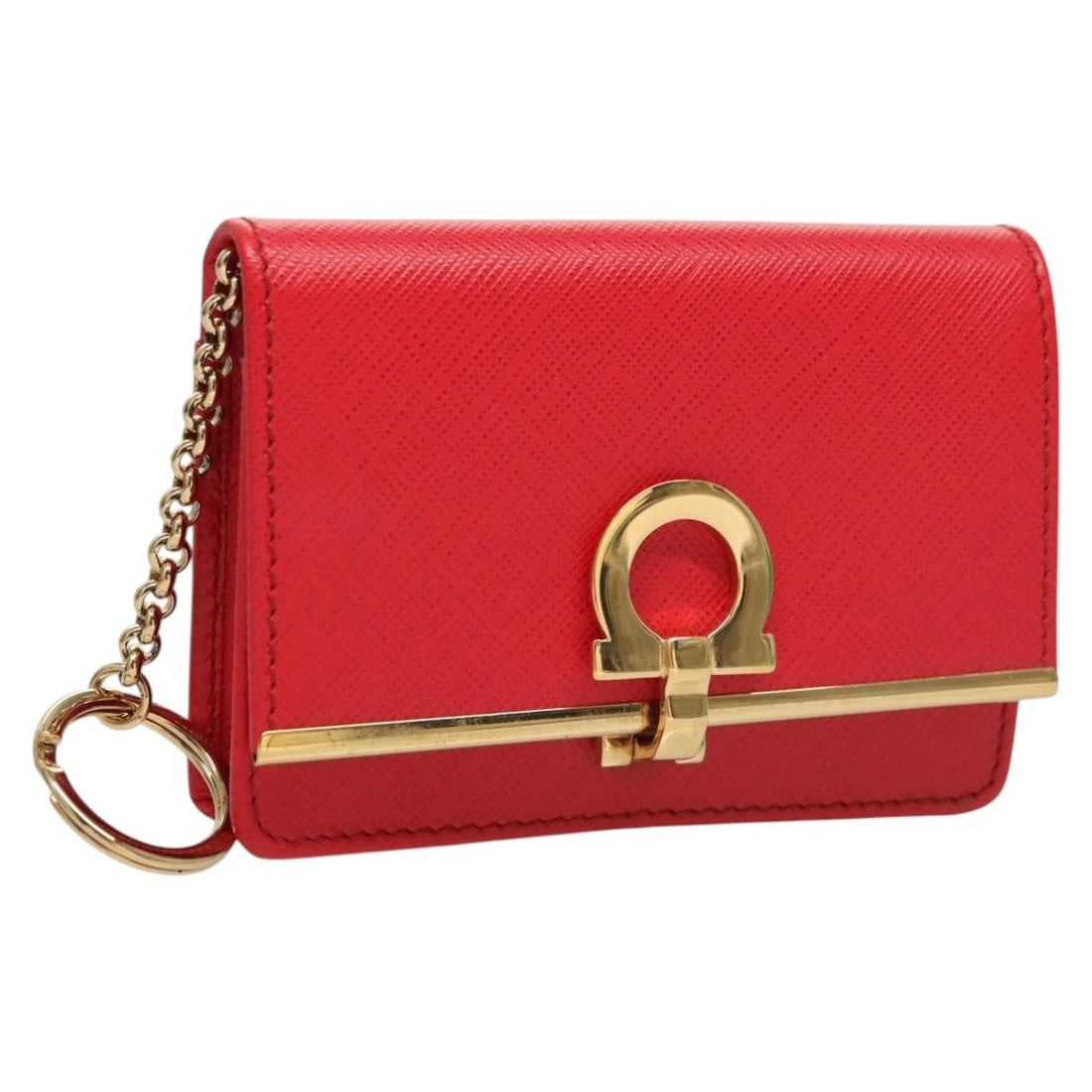 Salvatore Ferragamo Gancini red leather card case with box (1 of 18)