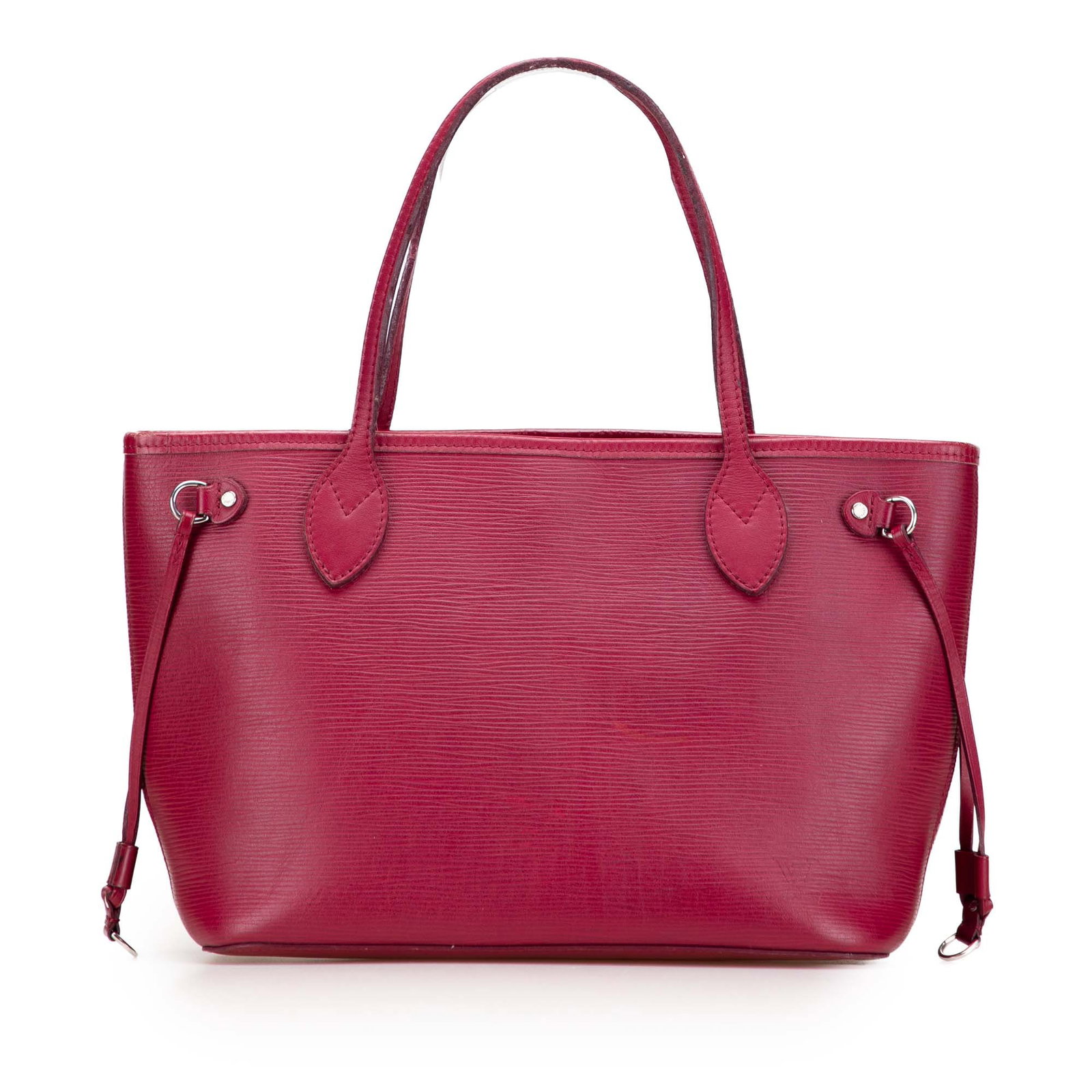 Louis Vuitton Epi Neverfull PM Pink Leather Tote Bag: Louis Vuitton Epi Neverfull PM Pink Leather Tote Bag The Louis Vuitton Epi Neverfull PM is a stylish and functional handbag crafted from durable epi leather in a lovely pink hue. This bag features fla