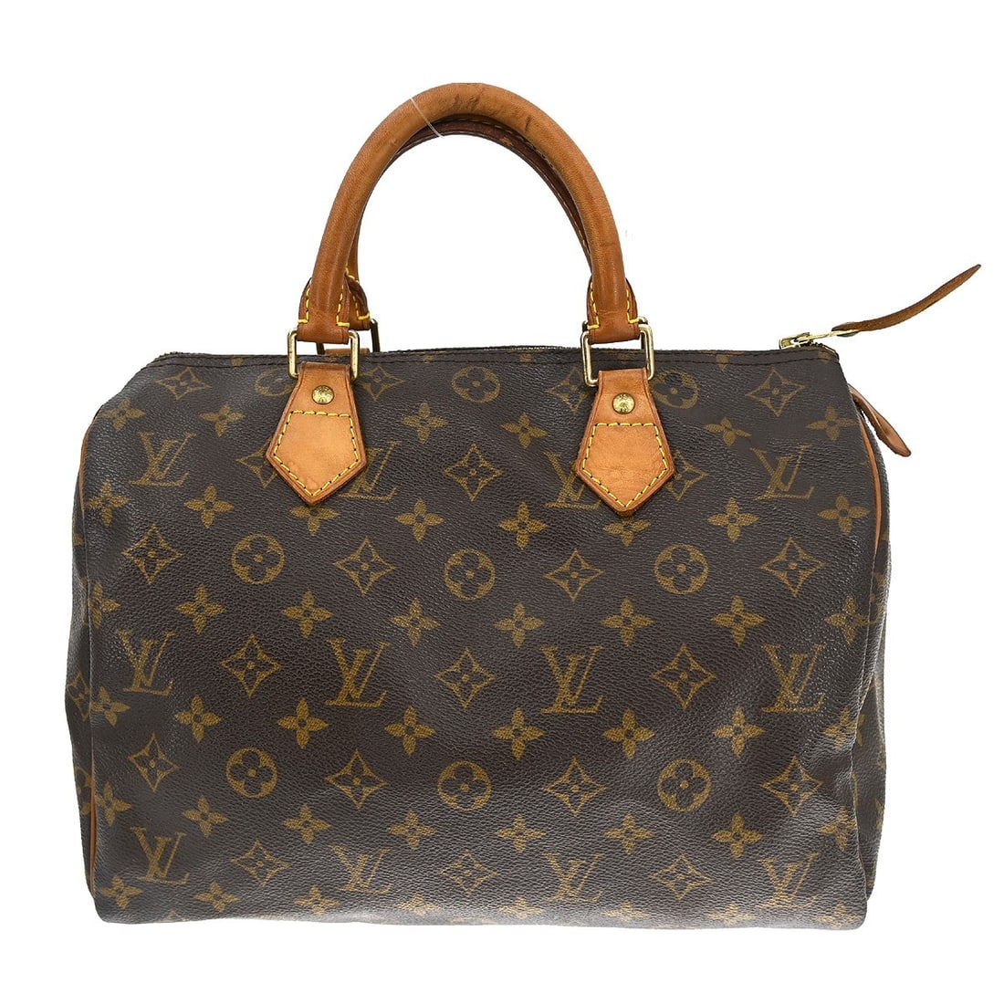 Louis Vuitton Speedy 30 Monogram Canvas Satchel M41526: Louis Vuitton Speedy 30 Monogram Canvas Satchel M41526 Vintage Louis Vuitton Speedy 30 handbag in brown monogram canvas with double leather handles and a zip closure. This satchel-style bag features a