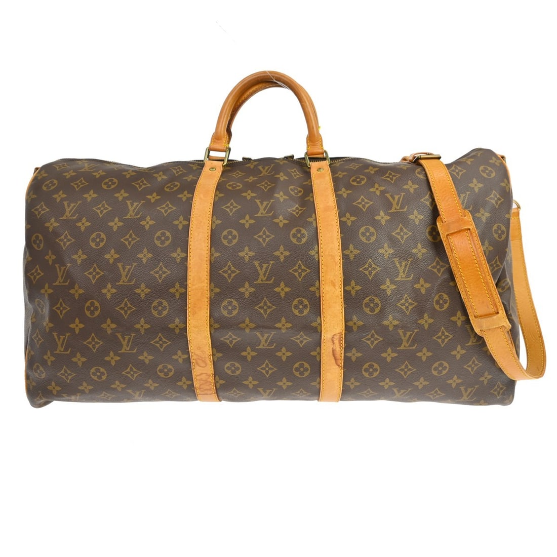 Louis Vuitton Keepall Bandouliere 60 Monogram Canvas Travel Duffle M41412: Louis Vuitton Keepall Bandouliere 60 Monogram Canvas Travel Duffle M41412 Vintage Louis Vuitton Keepall Bandouliere 60 duffle bag in brown Monogram canvas with leather trim. This extra large travel ba