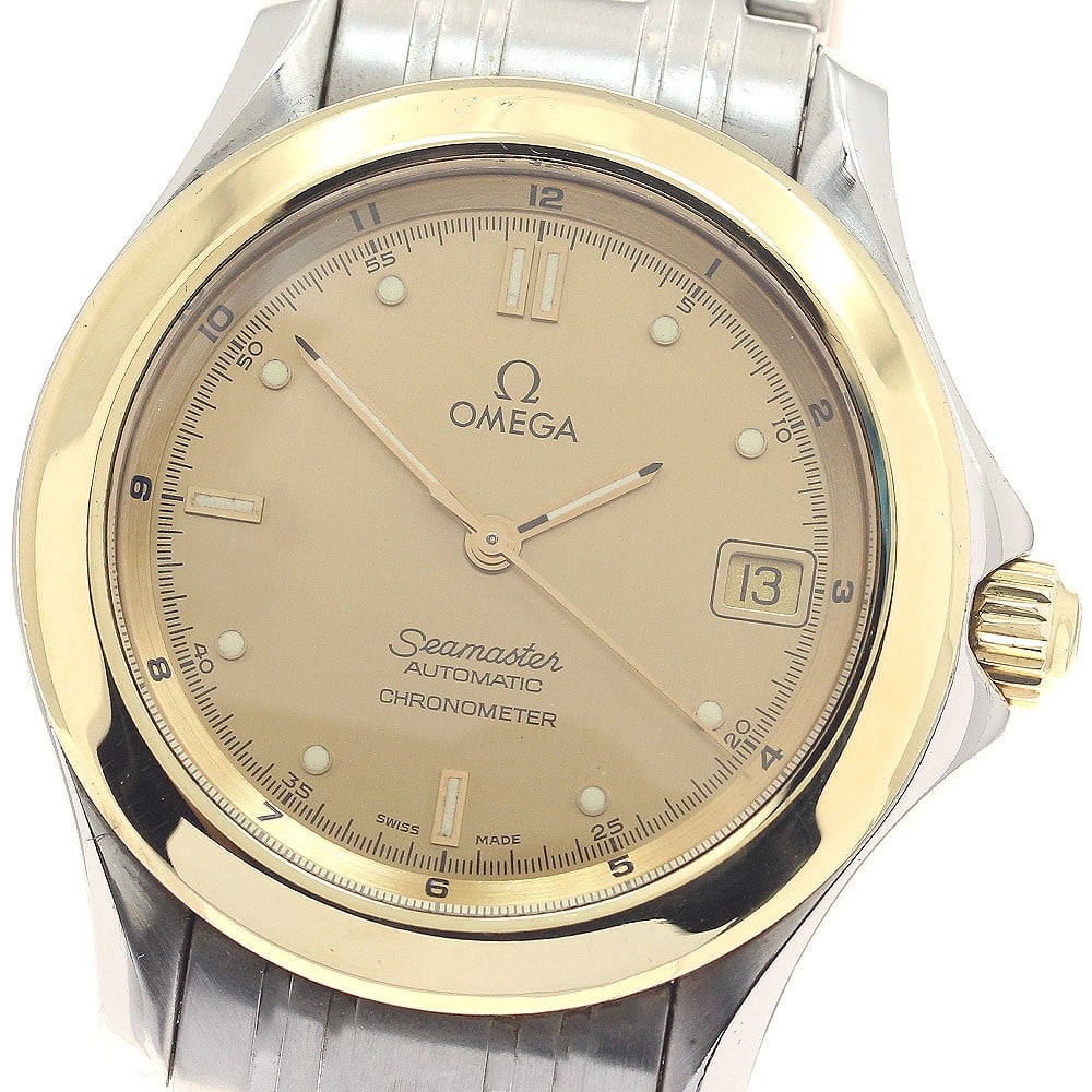 OMEGA Seamaster 120 Men's Chronometer Watch Ref 2401.10 YG Bezel: OMEGA Seamaster 120 Men's Chronometer Watch Ref 2401.10 YG Bezel OMEGA Seamaster 120 men's wristwatch, reference 2401.10, with a chronometer automatic movement and date function. The watch features a 