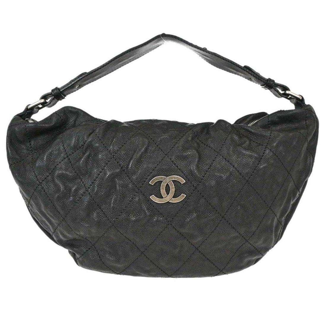 CHANEL Wild Stitch Outdoor Ligne black caviar leather hobo bag: CHANEL Wild Stitch Outdoor Ligne black caviar leather hobo bag Chanel Black Calfskin Wild Stitch Outdoor Ligne Hobo Handbag in black, with a hobo bag style and top handle design. It features a zip clo