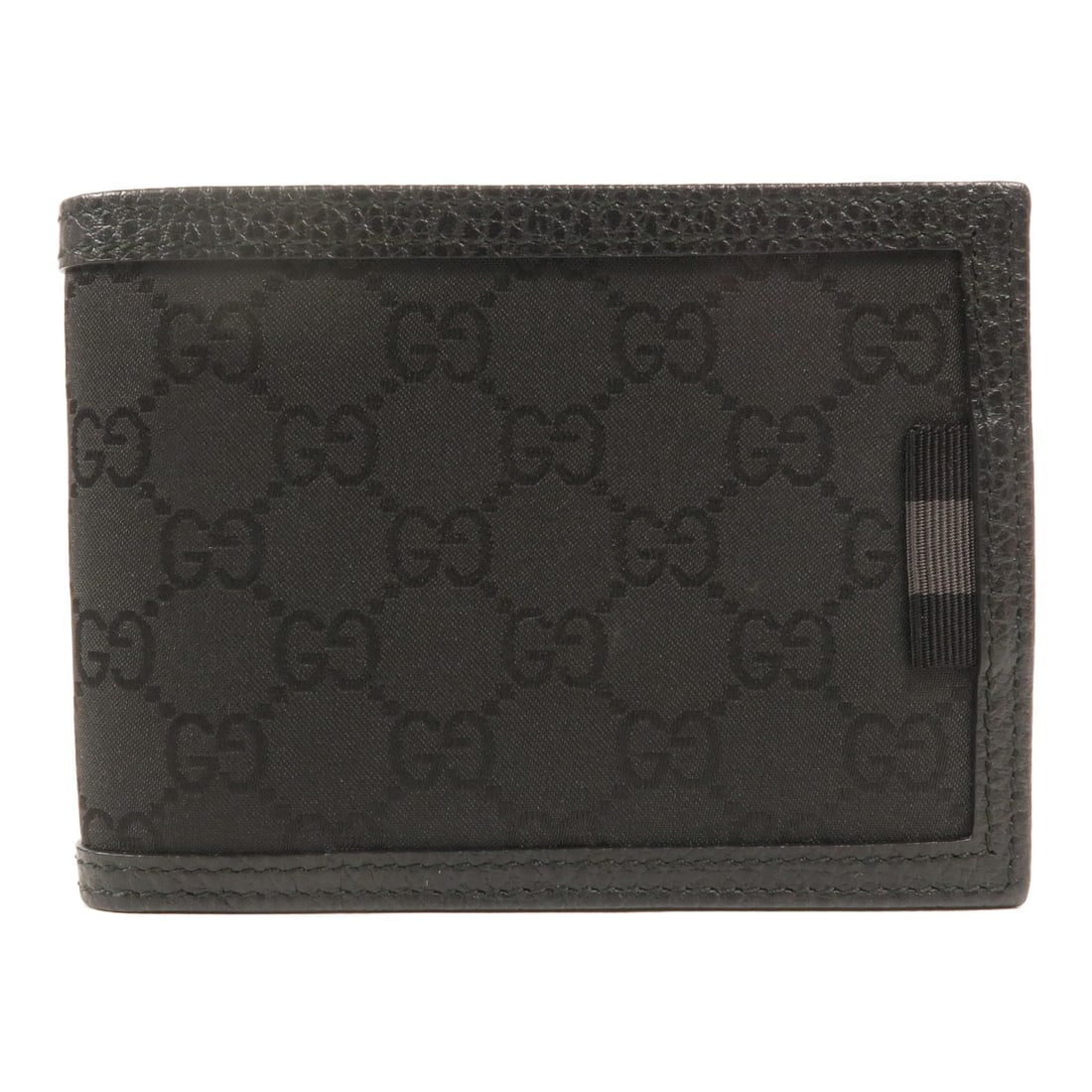 GUCCI 278596 bi fold wallet black nylon calfskin GG: GUCCI 278596 bi fold wallet black nylon calfskin GG A black Gucci bi-fold wallet made from nylon and calfskin (cowhide). It is a women's regular-size wallet, made in Italy, and comes with a storage bo