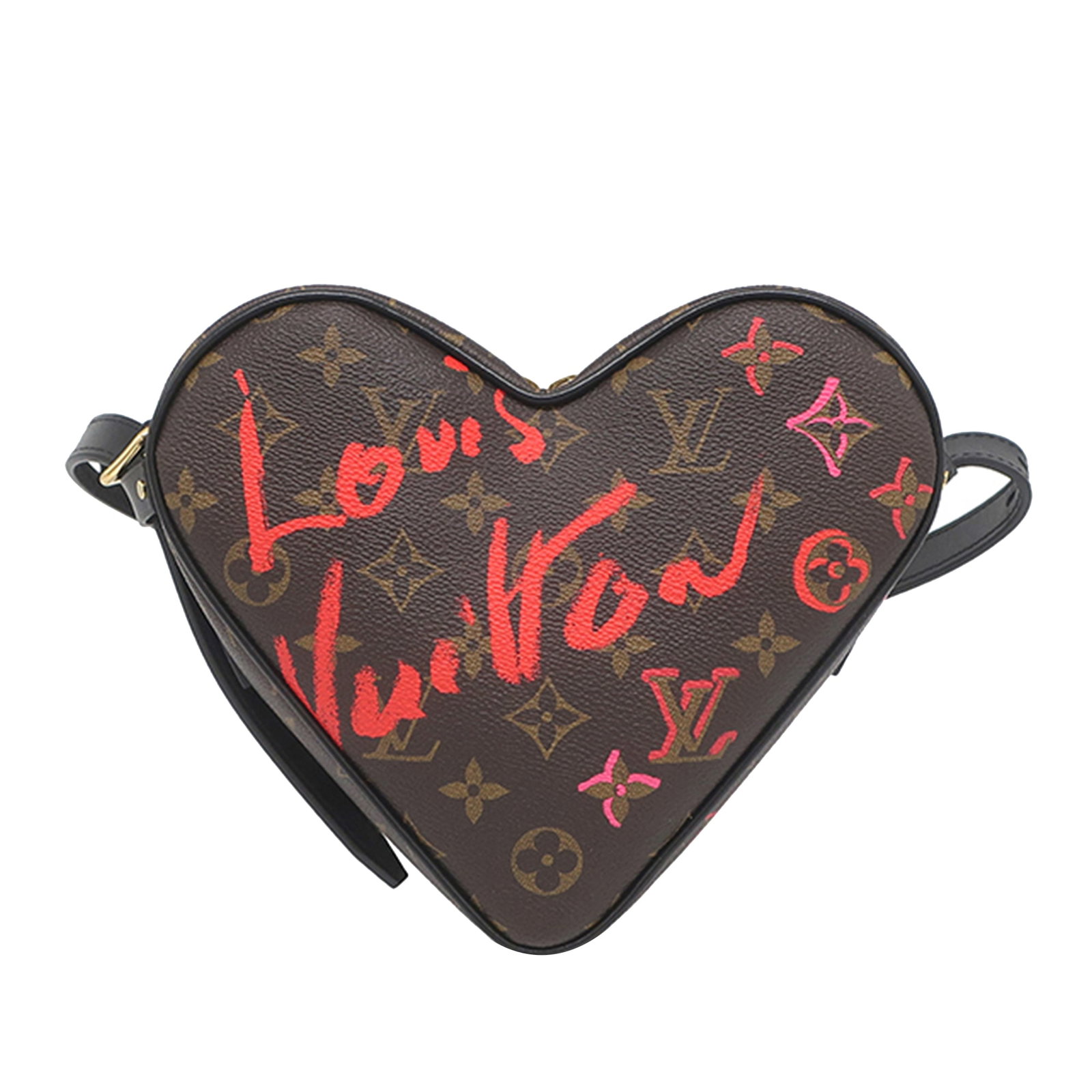 Louis Vuitton Sac Coeur Monogram Fall In Love Shoulder Bag: Louis Vuitton Sac Coeur Monogram Fall In Love Shoulder Bag Louis Vuitton Monogram Fall In Love Sac Coeur bag crafted with a monogram canvas body, an adjustable flat leather strap, a top zip closure, a