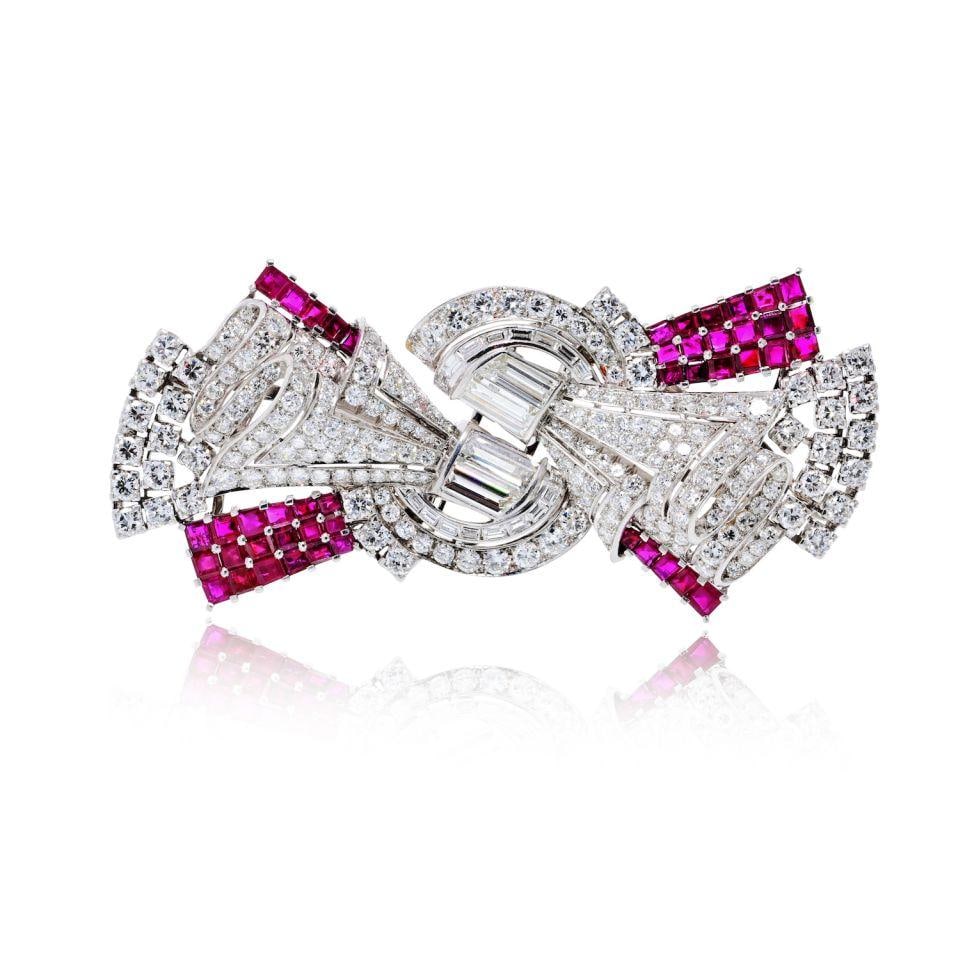 Platinum Art Deco Brooch with 17 Ct Diamonds (1 of 6)