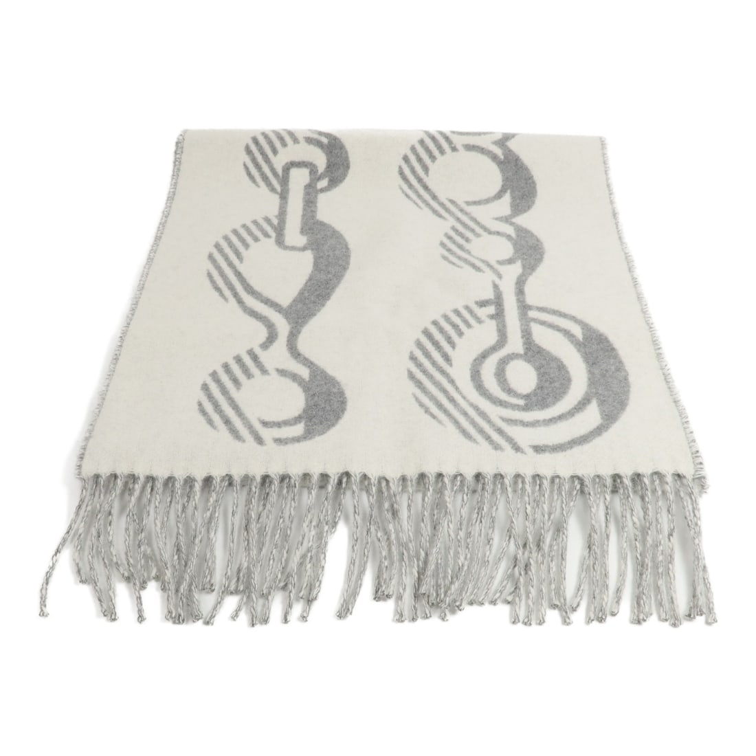 Hermes Cashmere Scarf Gray White with Storage Box: Hermes Cashmere Scarf Gray White with Storage Box Hermes scarf in gray and white cashmere, presented in very good AB condition. It comes with a storage box and measures 140 cm x 31 cm (55.1 in x 12.2 