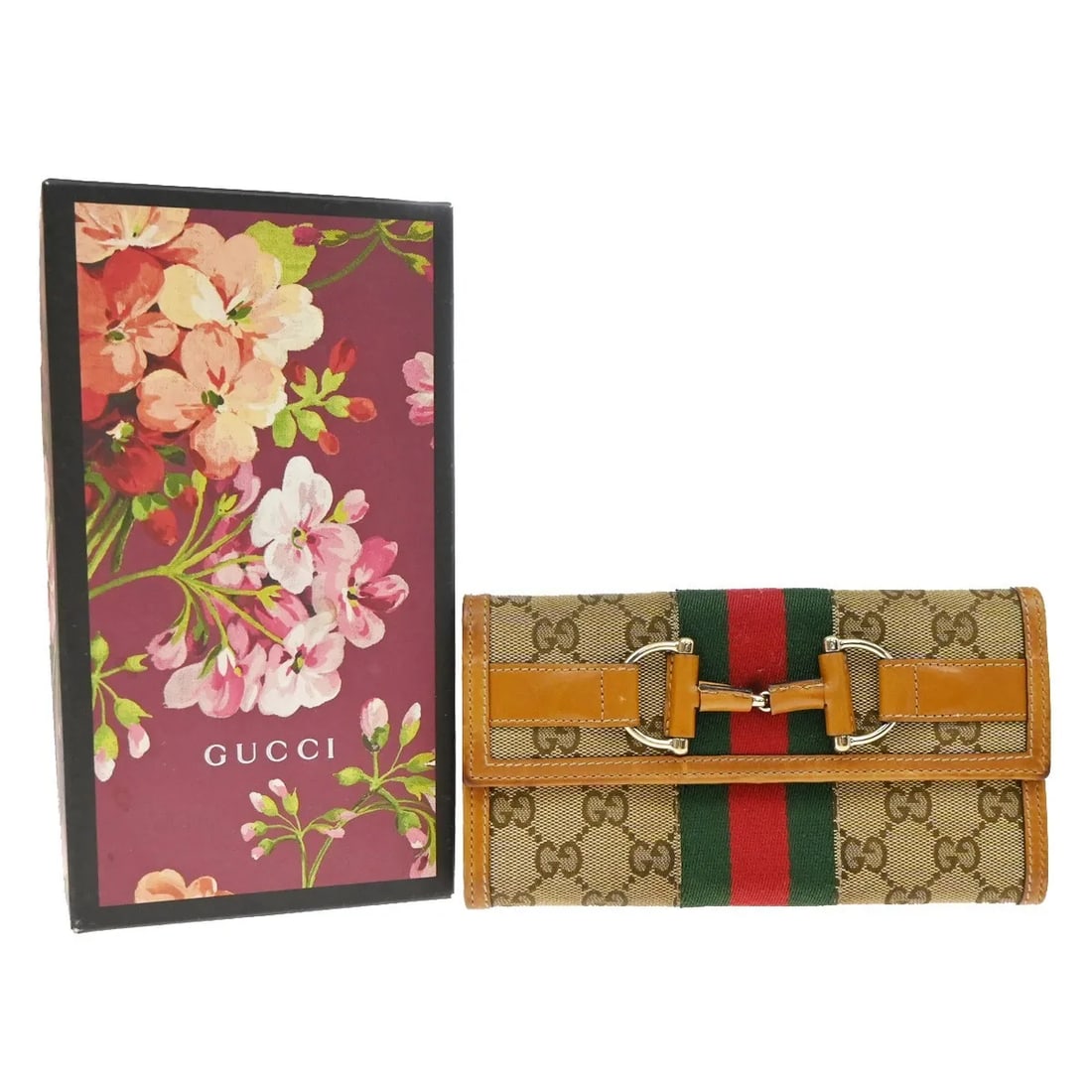 Gucci Vintage Horsebit Continental wallet GG canvas brown: Gucci Vintage Horsebit Continental wallet GG canvas brown Gucci Vintage Horsebit Continental wallet in brown GG canvas with white leather trim. Designed for women, this continental-style piece is made