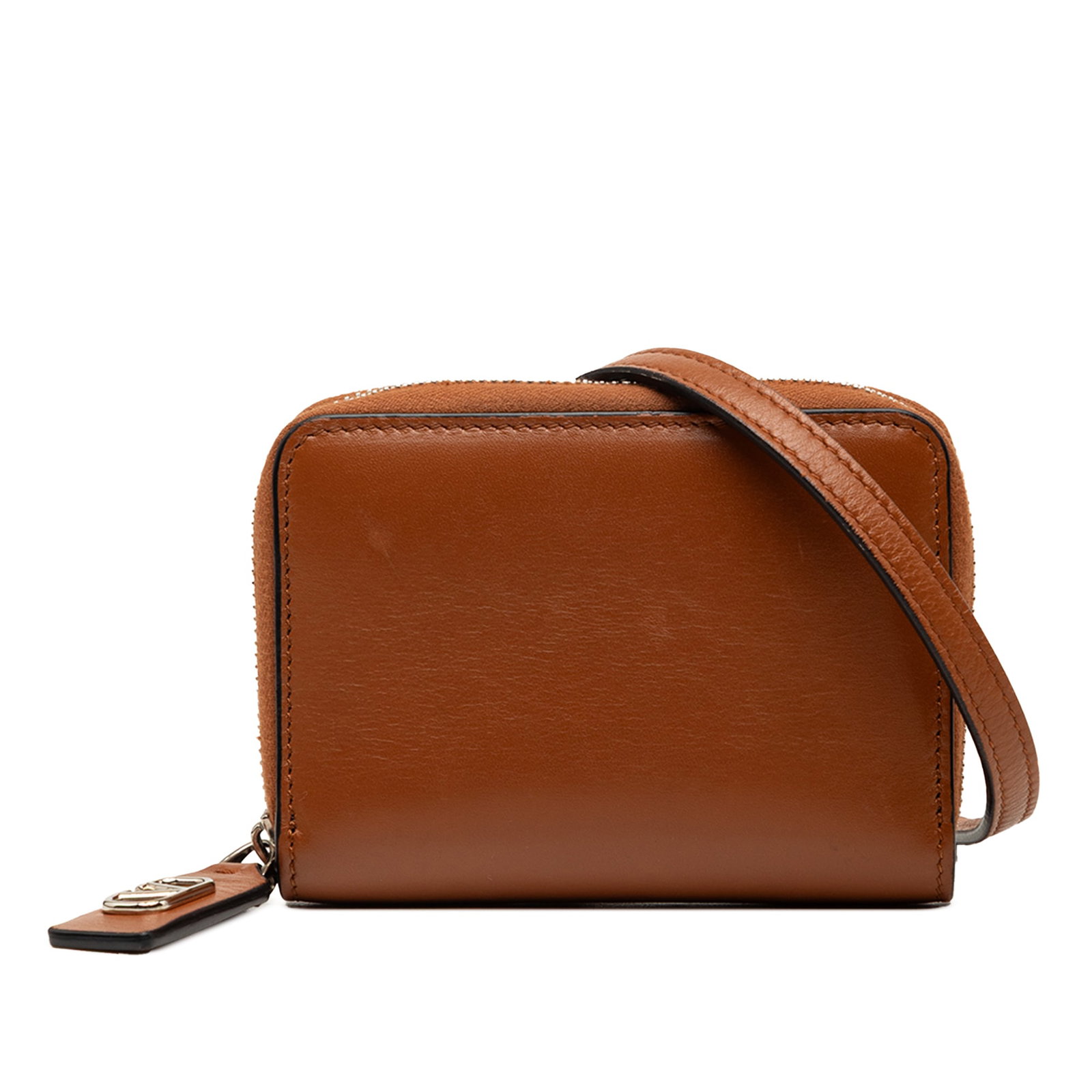 Valentino VLogo leather crossbody wallet bag: Valentino VLogo leather crossbody wallet bag This Valentino Leather VLogo Wallet On Strap is crafted from brown leather and features an adjustable flat leather strap for versatile crossbody wear. The 