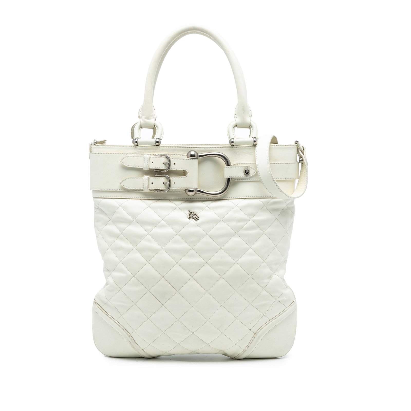 Burberry Hillgate White Quilted Leather Convertible Tote Bag (1 of 7)