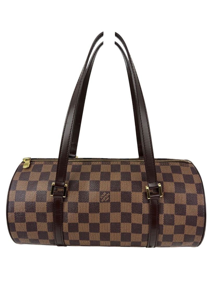 Louis Vuitton Papillon 30 Shoulder Bag Damier Ebene Canvas Brown: Louis Vuitton Papillon 30 Shoulder Bag Damier Ebene Canvas Brown Louis Vuitton Papillon 30 shoulder handbag in the Damier Ebene pattern with a cylindrical silhouette and zip closure. This pre-owned wo
