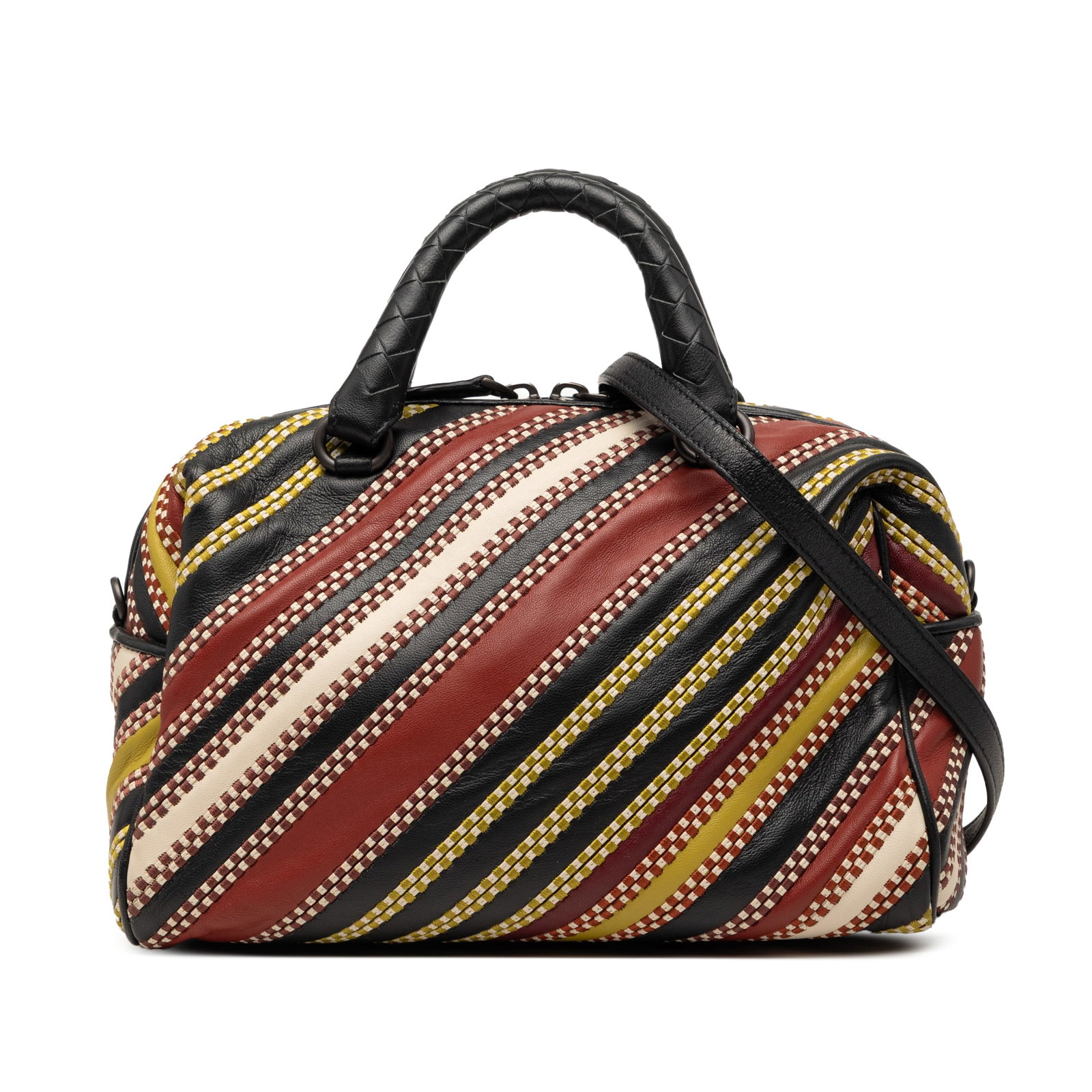 Bottega Veneta Nappa Diagonal Stripe Leather Satchel with Shoulder Strap (1 of 7)