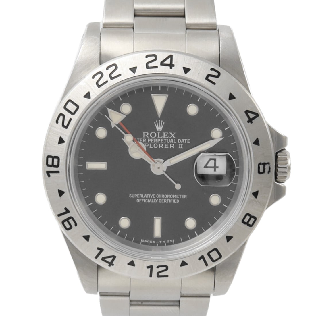 Stainless Steel Rolex Explorer II M16570 Mens Automatic Black Dial Watch: Stainless Steel Rolex Explorer II M16570 Mens Automatic Black Dial Watch Automatic men's wristwatch with a stainless steel case and black finish. It features a date display and 100M water resistance. 