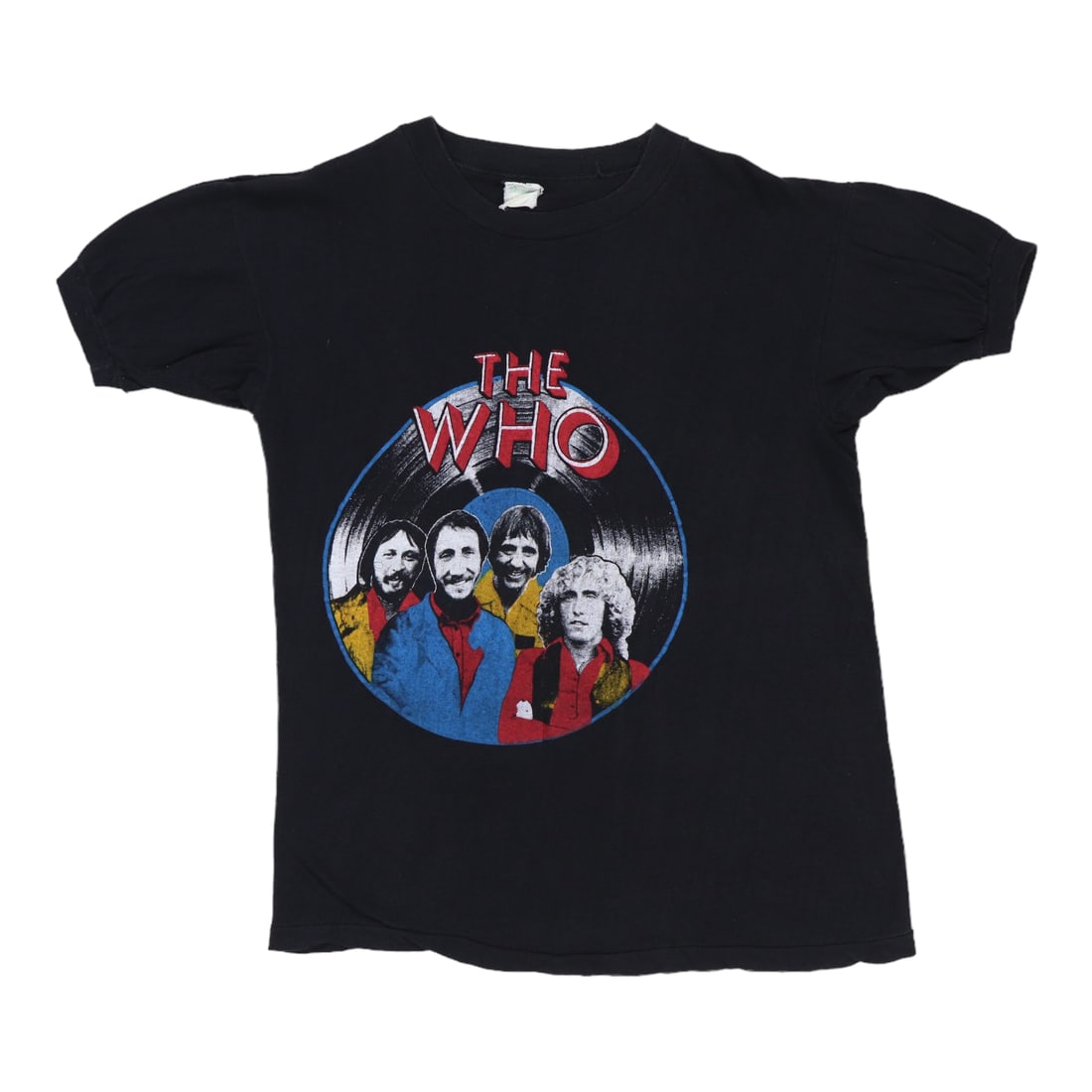 Vintage 1970s The Who Black Cotton Graphic Shirt Size Small: Vintage 1970s The Who Black Cotton Graphic Shirt Size Small This is an original vintage 1970s The Who shirt featuring front and back graphics. Made from 100% cotton, the shirt comes in black and is in