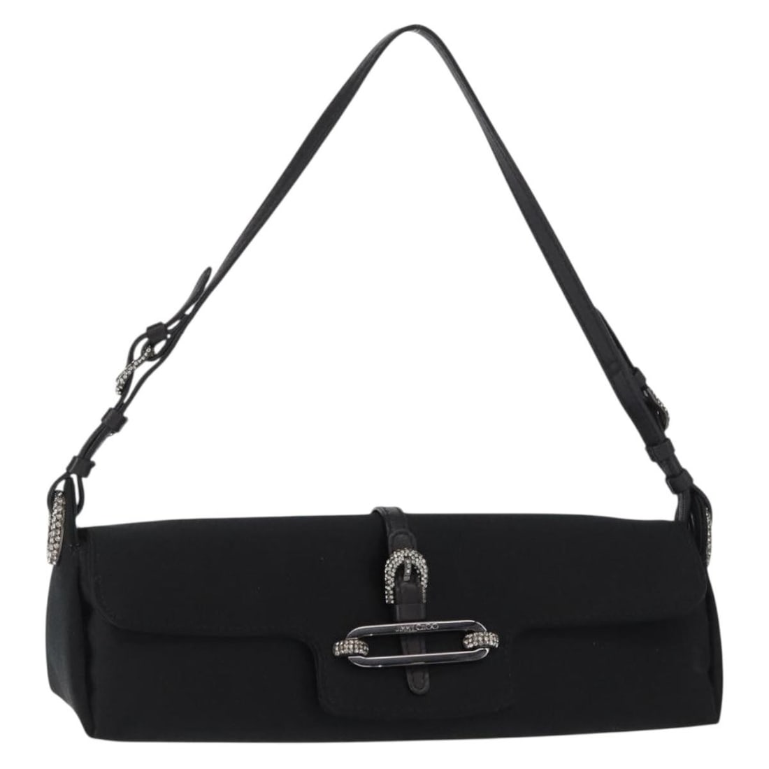 Jimmy Choo Turita satin shoulder bag black silver with dust bag: Jimmy Choo Turita satin shoulder bag black silver with dust bag Jimmy Choo Turita chain shoulder bag in satin with a black and silver colorway. This women's shoulder bag is made in Italy and comes wit