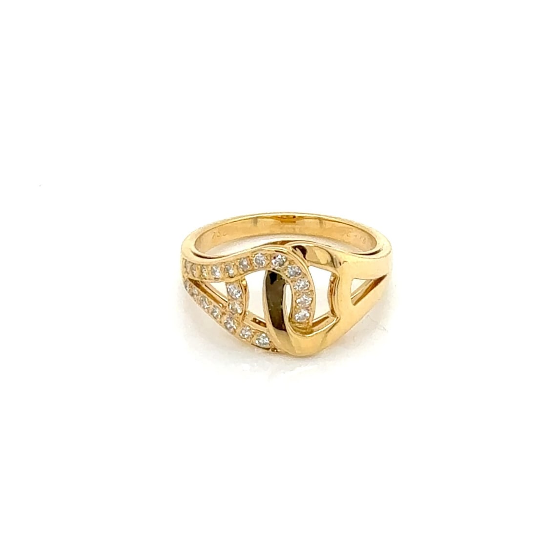 Cartier Open Love Knot Ring 18k Yellow Gold Diamond US 6.5 EU 53: Cartier Open Love Knot Ring 18k Yellow Gold Diamond US 6.5 EU 53 Cartier Open Love Knot Ring crafted in 18k yellow gold and accented with a natural diamond of approximately 0.12 carat. The ring is sig