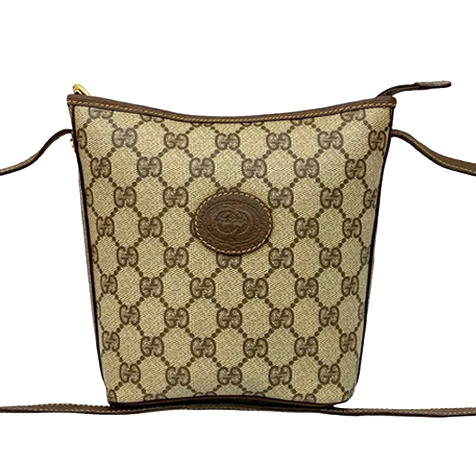 Gucci GG Supreme Beige Adjustable Strap Coated Canvas Crossbody Bag: Gucci GG Supreme Beige Adjustable Strap Coated Canvas Crossbody Bag This Gucci GG Supreme Crossbody bag features a coated canvas body with leather trim, an adjustable flat leather shoulder strap, and 