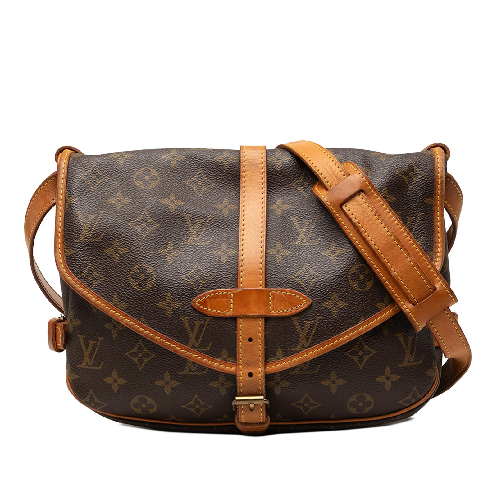 Louis Vuitton Saumur 25 Monogram Shoulder Bag: Louis Vuitton Saumur 25 Monogram Shoulder Bag Louis Vuitton Monogram Saumur 25 bag featuring a monogram canvas body, an adjustable flat leather shoulder strap, and double open compartments with front 