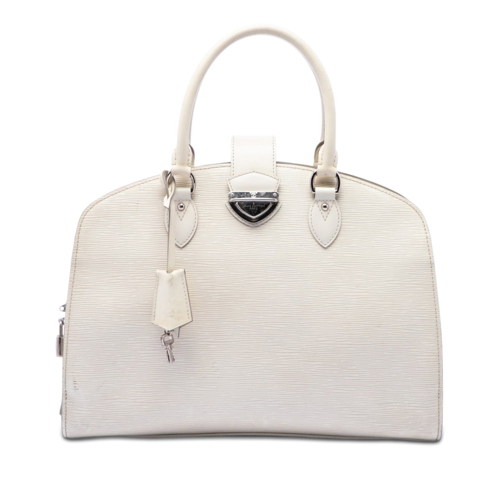 Louis Vuitton Pont Neuf GM White Epi Leather Handbag: Louis Vuitton Pont Neuf GM White Epi Leather Handbag Louis Vuitton Epi Pont Neuf GM handbag in white epi leather with rolled leather handles, a top strap with push lock closure, a top zip closure, and