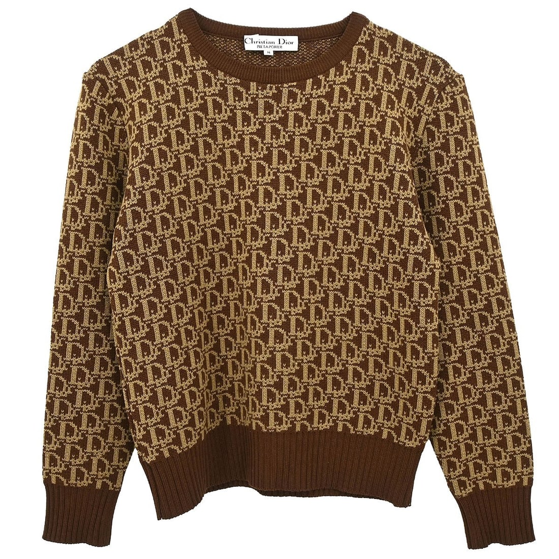 Dior Trotter Brown Wool Long Sleeve Womens Sweater Size M: Dior Trotter Brown Wool Long Sleeve Womens Sweater Size M Christian Dior brown top sweater in 100% wool with the Trotter logo accent. Designed with a round neck, long sleeves, and a regular fit. The n