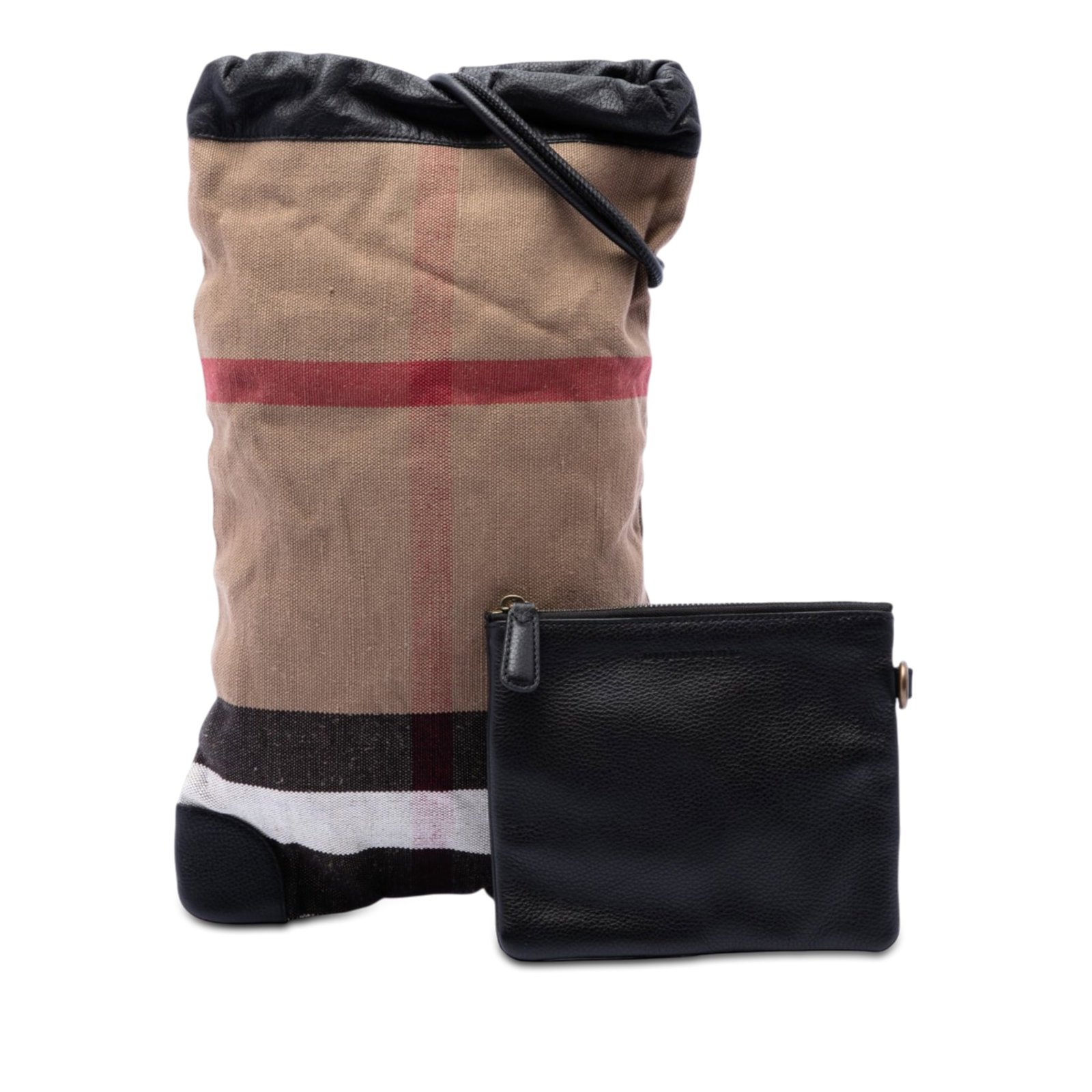 Burberry Mega Check Drawstring Canvas Backpack - 8
